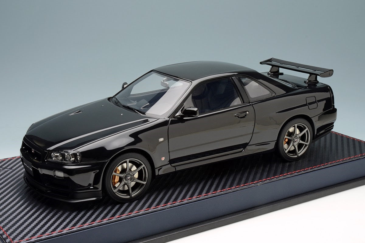 Nissan Skyline GT-R (BNR34) V-Spec II Black Pearl Model Car with Acrylic Display Case - Perfect for Collectors, Car Enthusiasts, and Home/Office Decoration