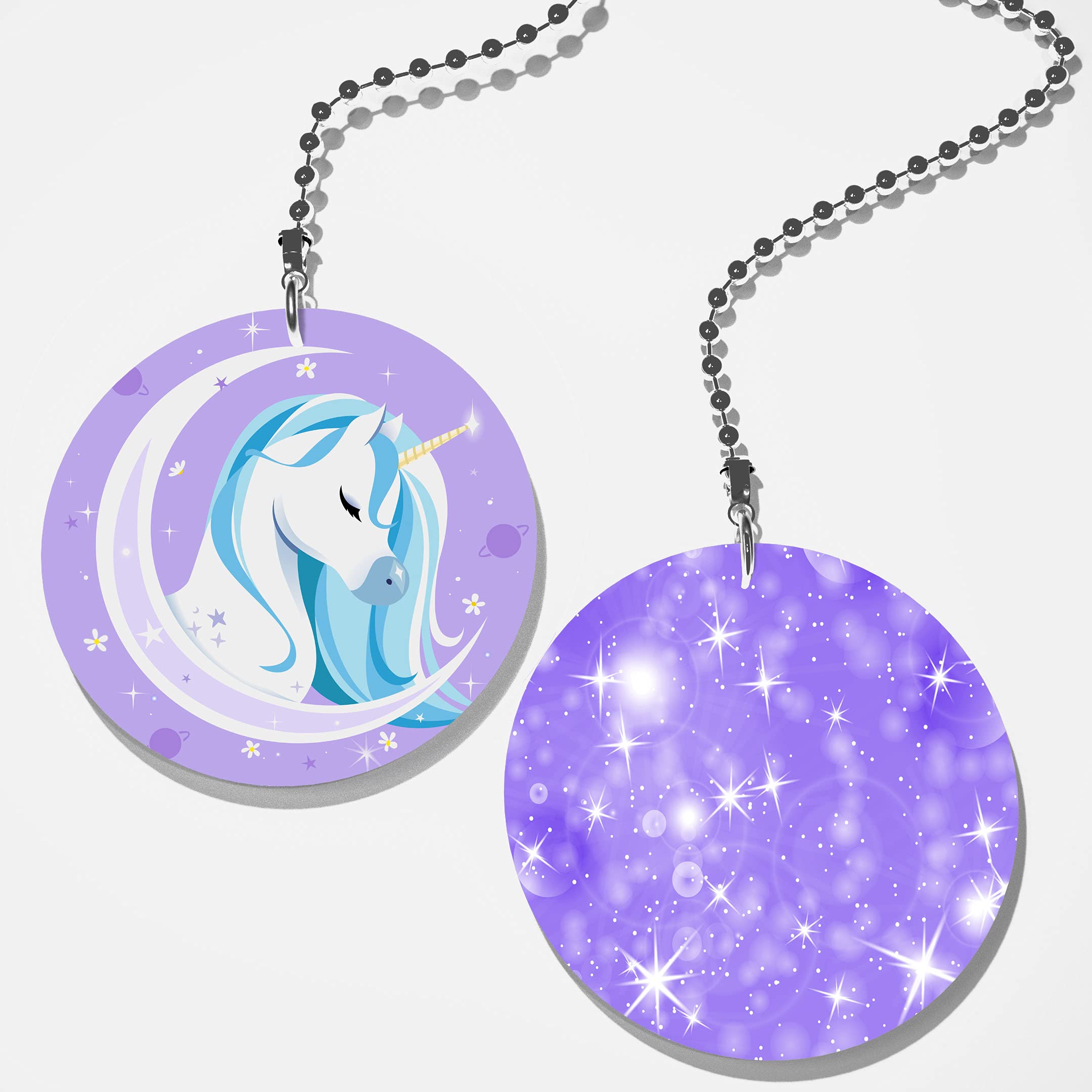 Unicorn Universe Fan Light Pull Set of 2 - Decorative Ceiling Fan Chain Replacement for Bedroom, Kids Room & Nursery - Fantasy Themed Home Decor Accessory