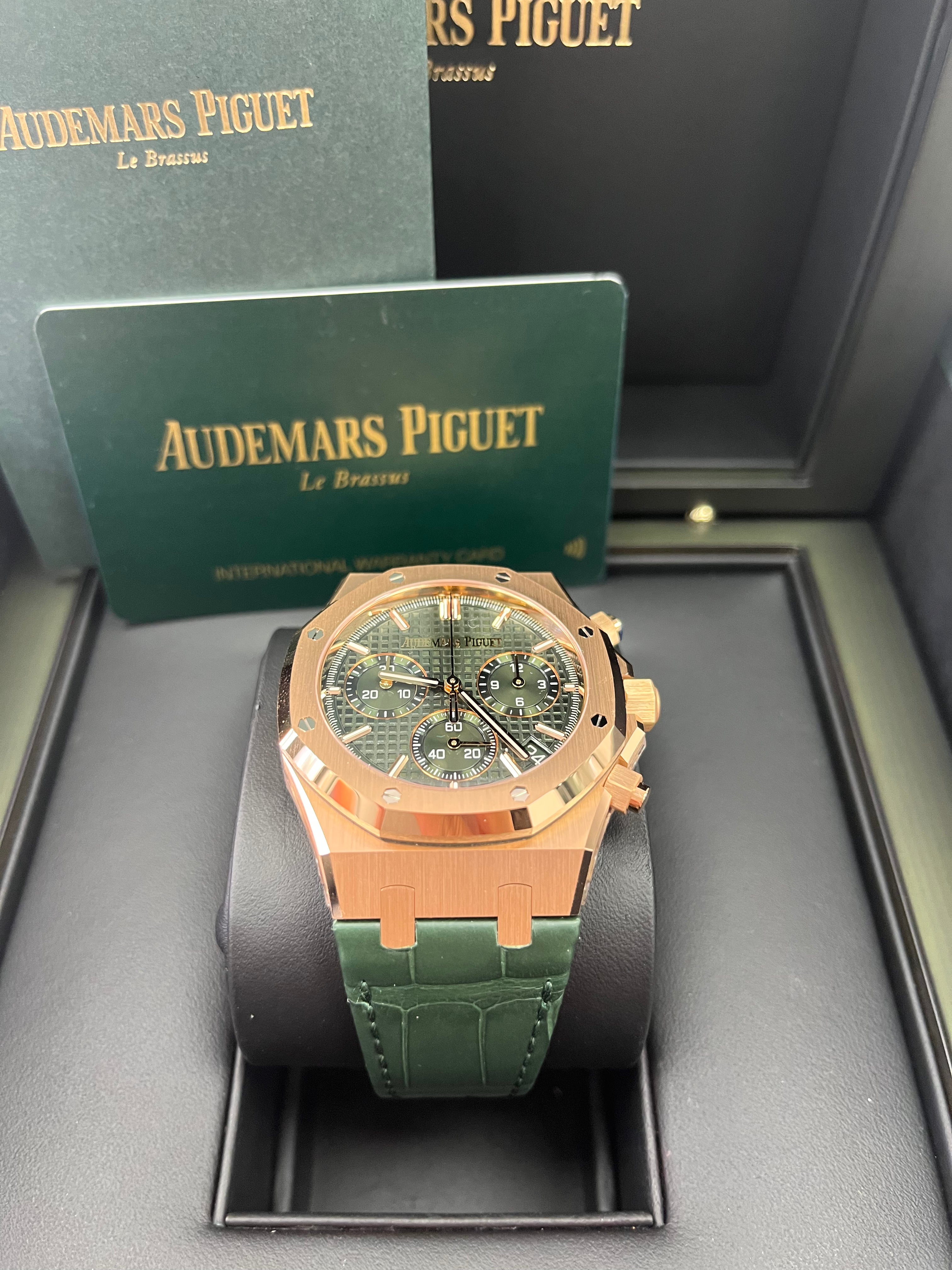 Audemars Piguet Royal Oak Selfwinding Chronograph 50th Anniversary Watch - Green Dial, Green Leather Strap (Ref #26240OR.OO.D404CR.01) | Luxury Swiss Timepiece for Men, Perfect for Special Occasions & Collectors