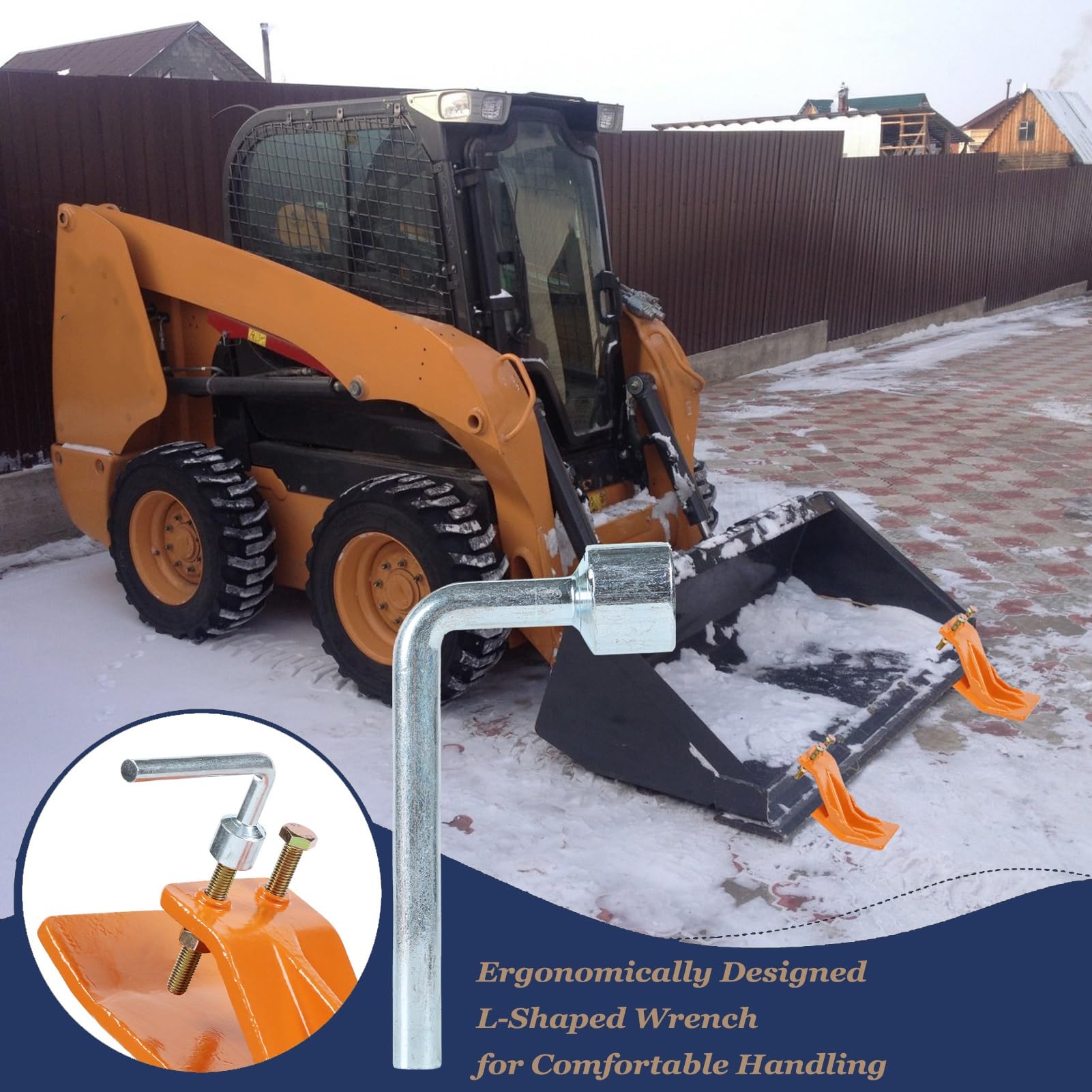 2PCS Tractor Bucket Attachments with Edge Protector & Brush - for Snow Removal & Gravel Spreading