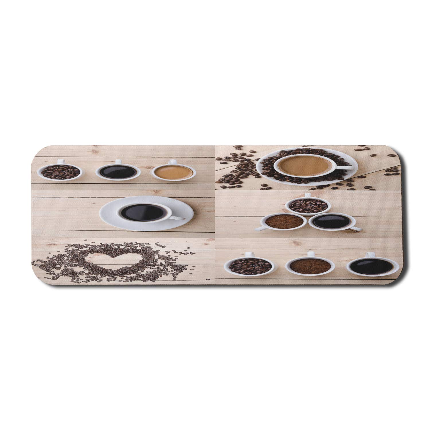Ambesonne Coffee Lover Mouse Pad - Non-Slip Rubber Gaming Mousepad with Coffee Mug & Beans Design, 31