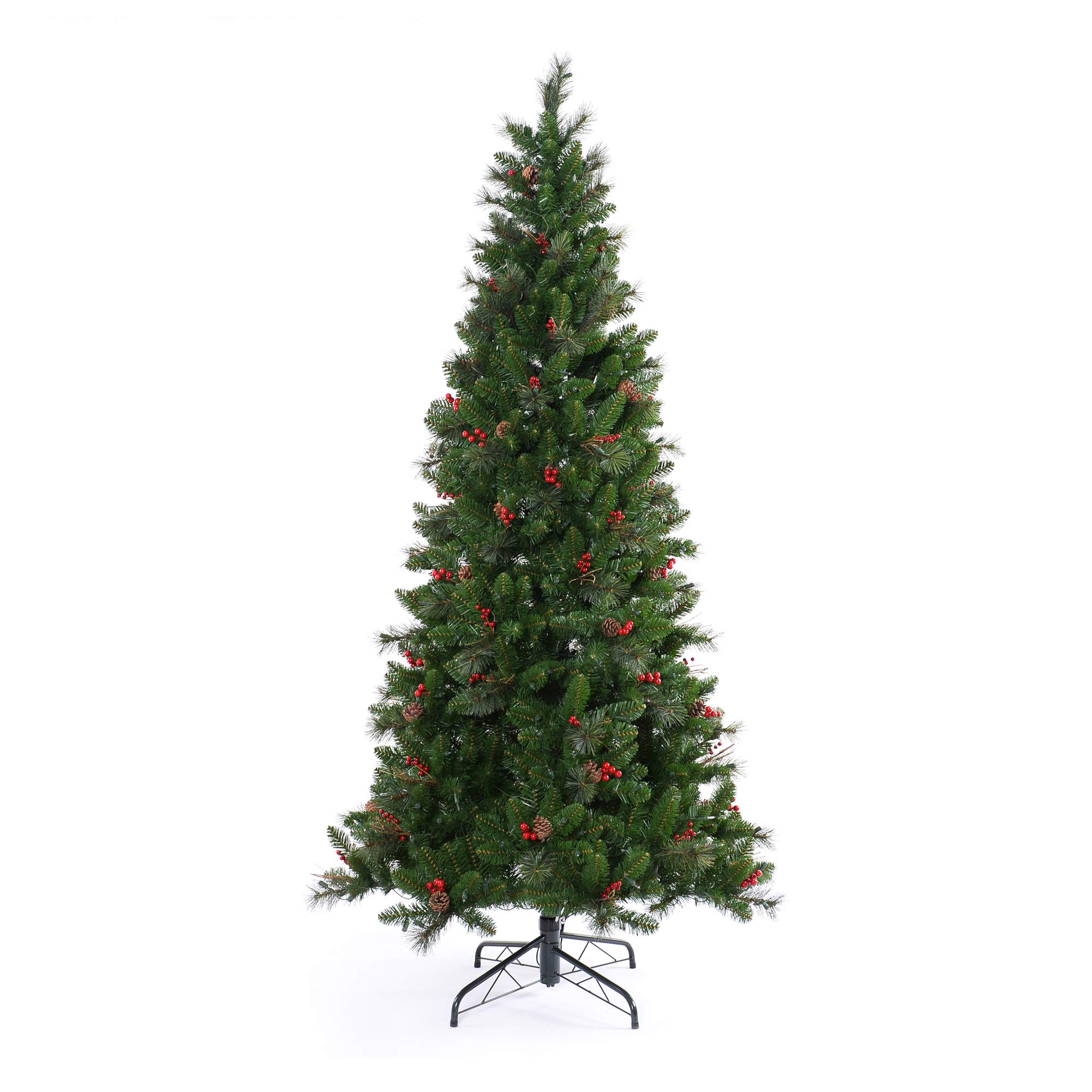 Martha Stewart 5ft Pre-Lit Artificial Christmas Tree with Pinecone and Berry Decorations - Clear LED Lights for Holiday Home Decor & Festive Party Decoration