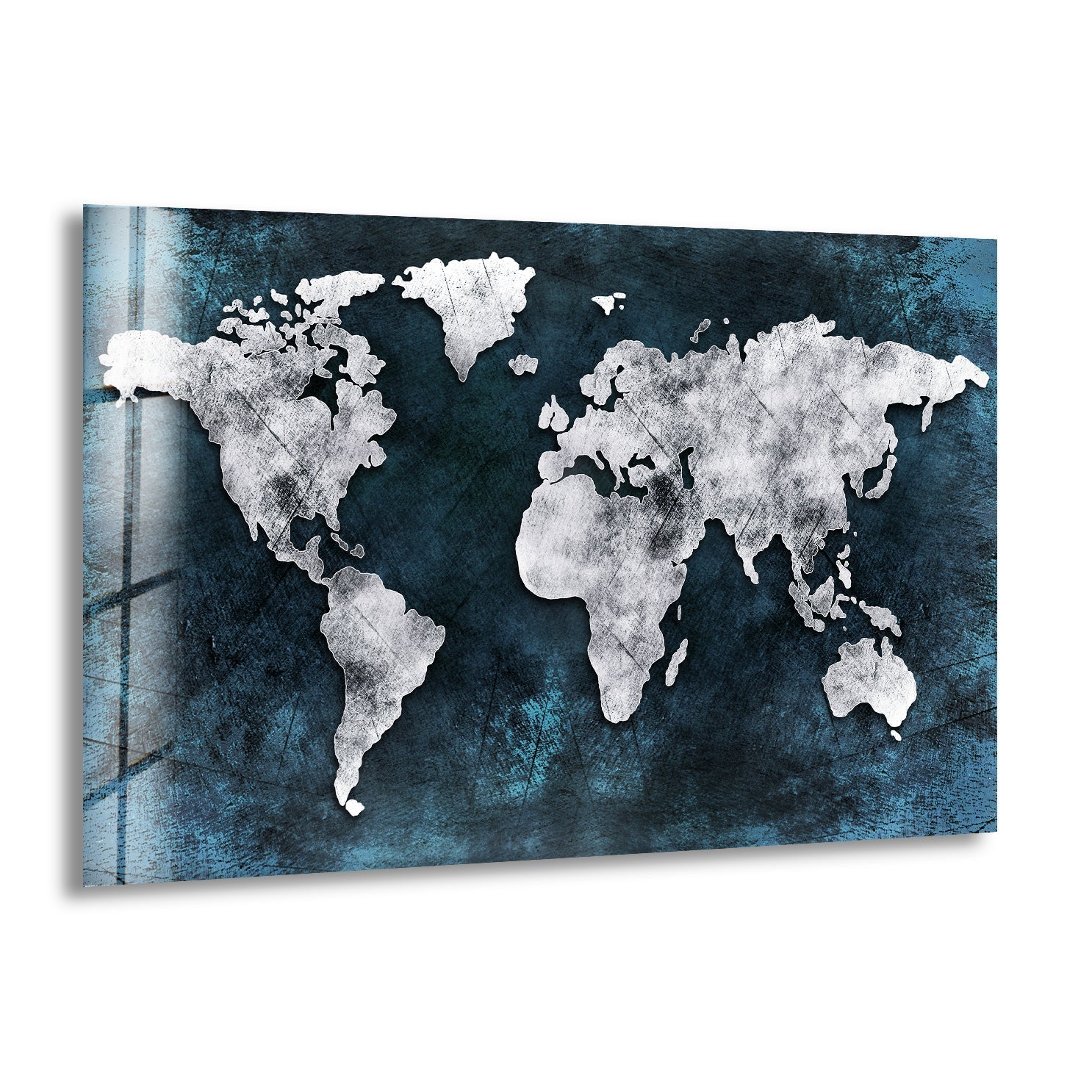 Abstract World Map Glass Wall Art - Modern Home Decor for Living Room, Office & Bedroom - Unique Gift Idea for Travel Lovers