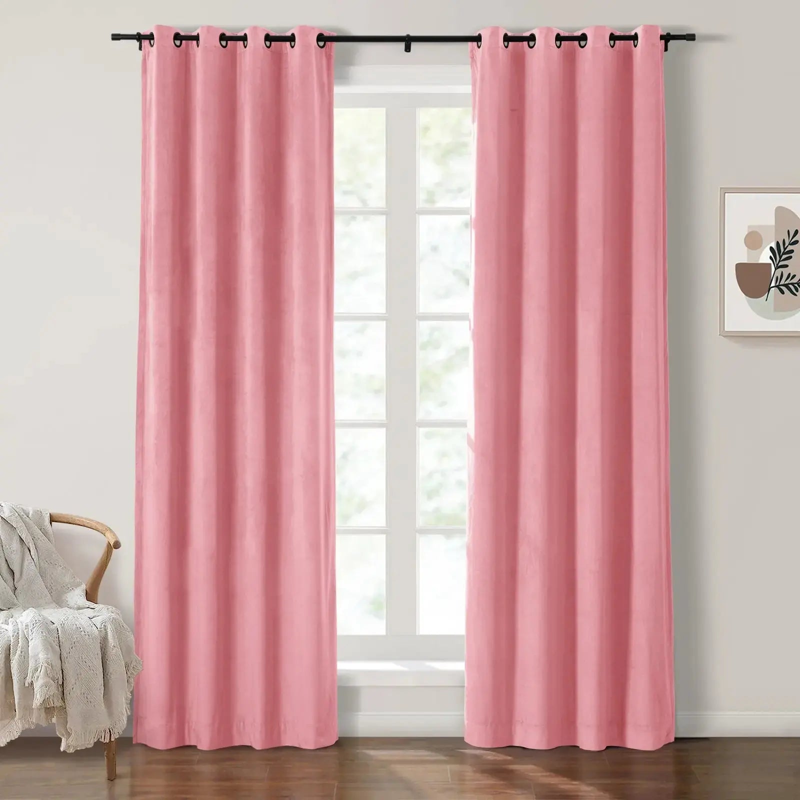 Luxury Velvet Grommet Curtains for Living Room & Bedroom - Blackout Thermal Insulated Drapes - Birkin Style Elegant Window Treatments for Home Decor