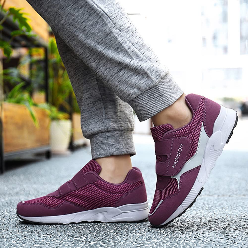 Leader Show Women's Comfortable Walking Shoes for Elderly - Non-Slip Hook & Loop Sneakers with Arch Support - Perfect for Daily Walking, Travel & Light Exercise