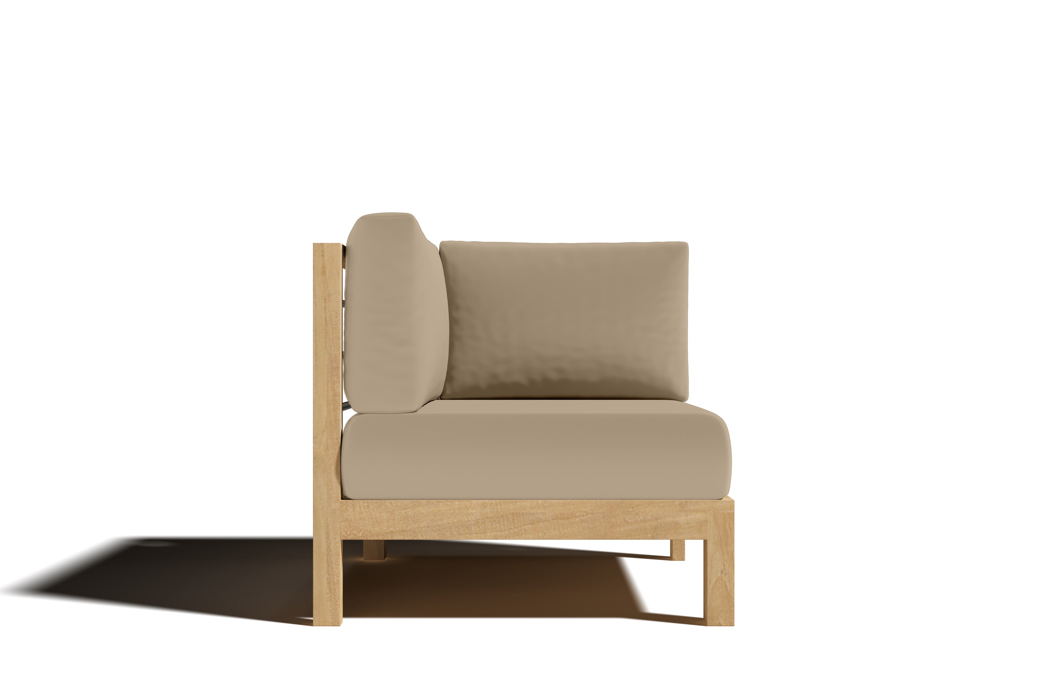 Leon Teak Outdoor Sectional Corner Sofa with Sunbrella Fawn Cushion - Waterproof & Durable Patio Furniture for Garden, Poolside & Backyard Relaxation