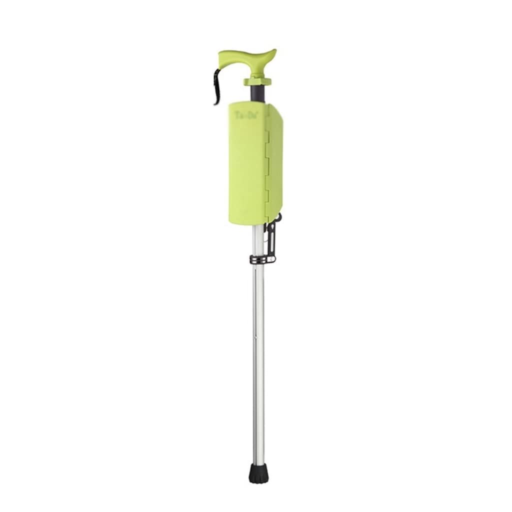 Light Green Telescopic Folding Walking Cane with Seat for Seniors - Adjustable Tripod Cane Chair for Elderly Men & Women - Perfect for Outdoor Walks, Shopping, and Travel