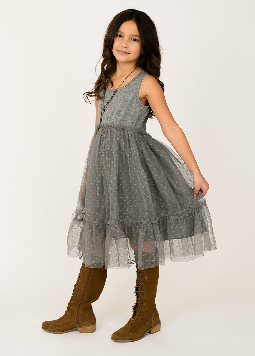 Leila Dress in Gray - Elegant Women's Casual Dress for Everyday Wear, Office & Date Night