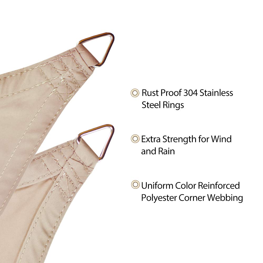 Alion Home 10' x 10' Beige Tan Waterproof Rectangle Sun Shade Sail with Grommets - UV Protection Canopy Cover for Pergola, Patio, Gazebo, Carport, Outdoor Car Tent - Perfect for Backyard, Garden, and Poolside Shade