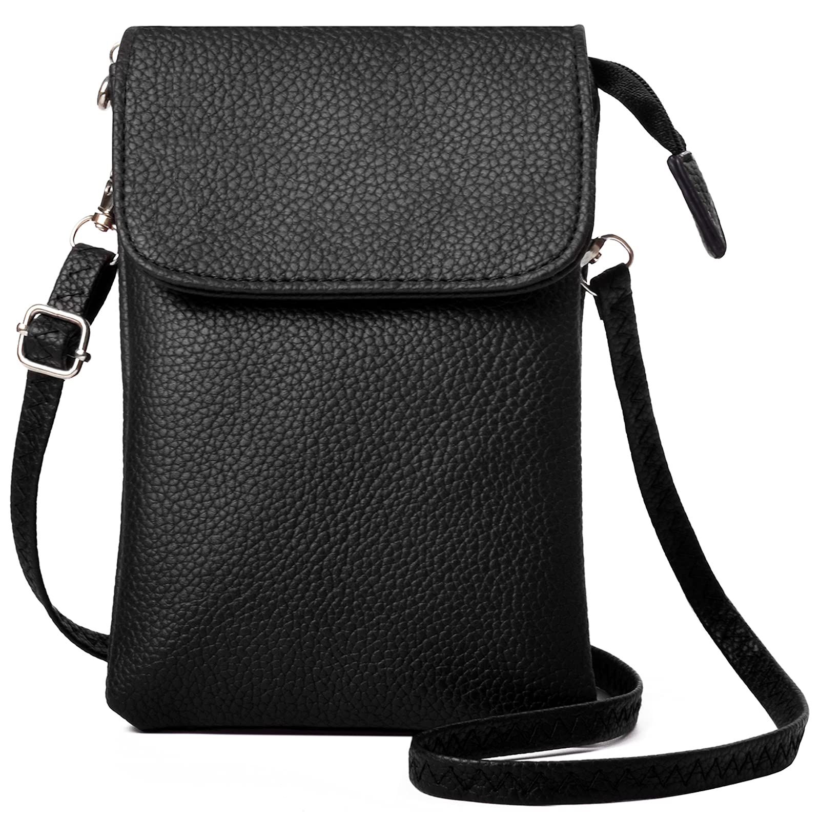 WITERY Small Crossbody Bags for Women - PU Leather Mini Phone Purse, Lightweight Black Cell Phone Wallet Pouch - Perfect for Travel, Shopping & Everyday Use