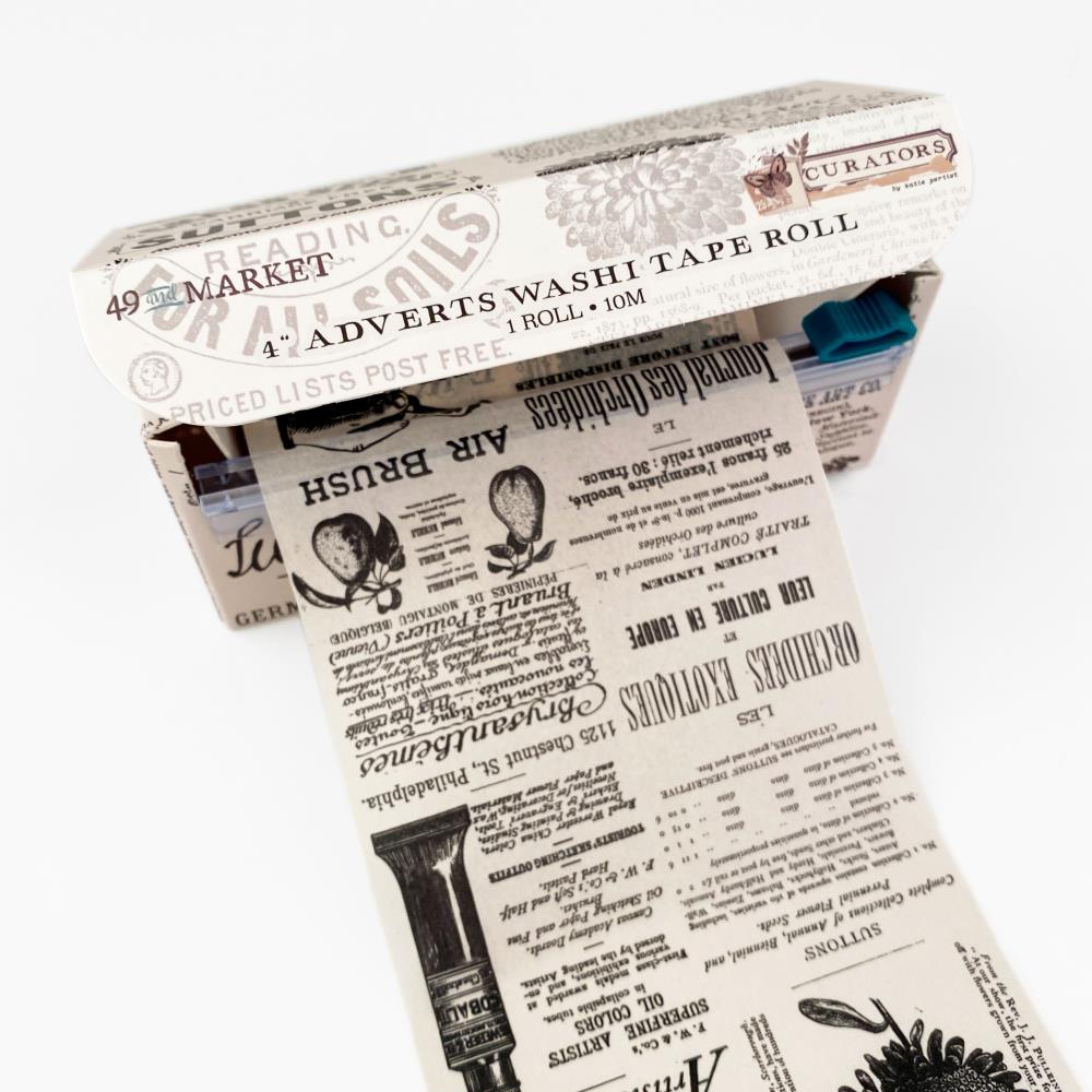 49 Adverts & 4 Market Curators Washi Tape Rolls - Perfect for Scrapbooking, Journaling & DIY Crafts