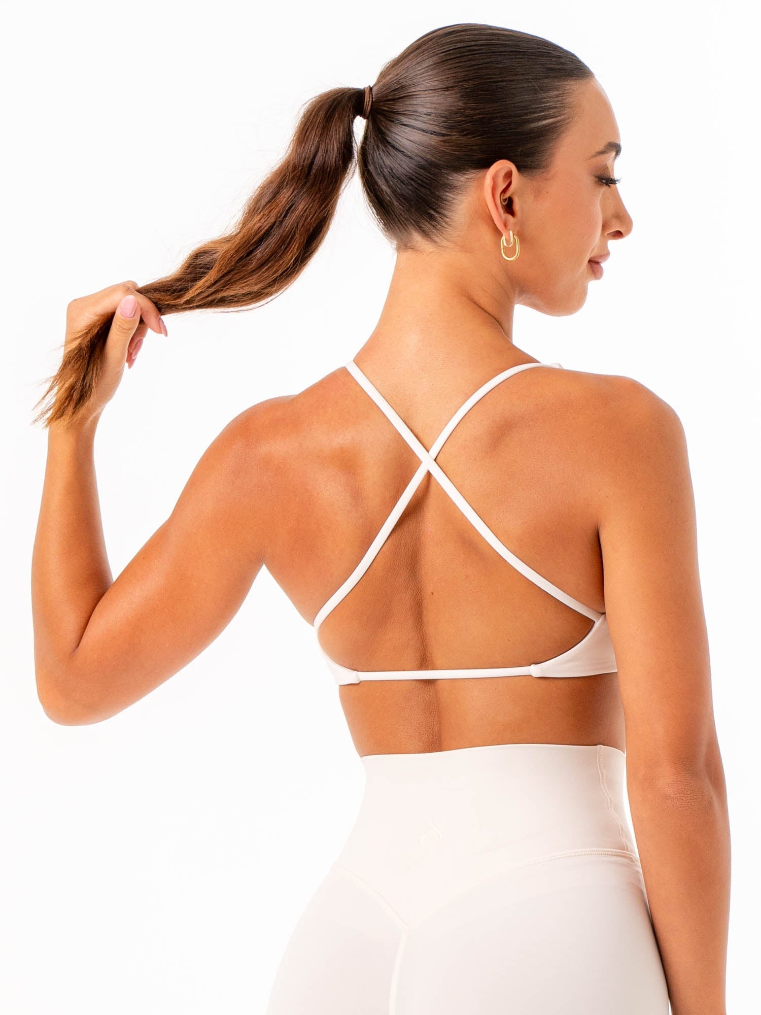 NKD Twist Sports Bra for Women - High Support Workout Top, Breathable & Moisture-Wicking, Off White - Perfect for Yoga, Running & Gym Fitness Activities