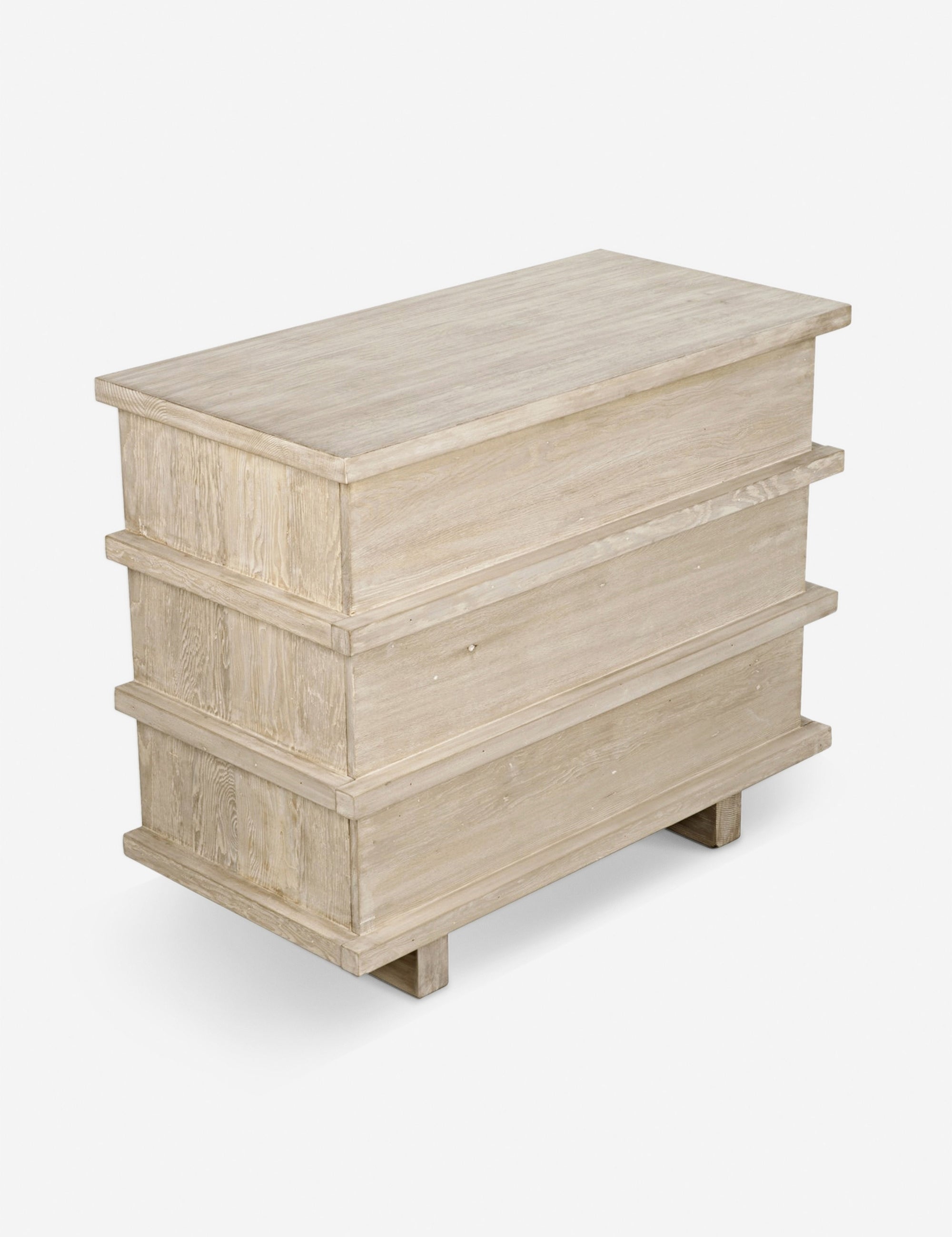 Corliss 3 Drawer Dresser - White Wash Wooden Chest of Drawers for Bedroom, Living Room & Office Storage Organizer