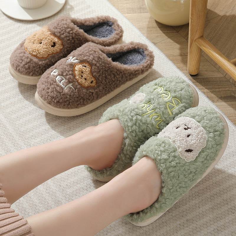 Cozy Fuzzy Plush Bear Slippers for Women & Men - Soft Warm Winter House Shoes with Non-Slip Soles - Perfect for Indoor Comfort, Lounge Wear & Gift Giving
