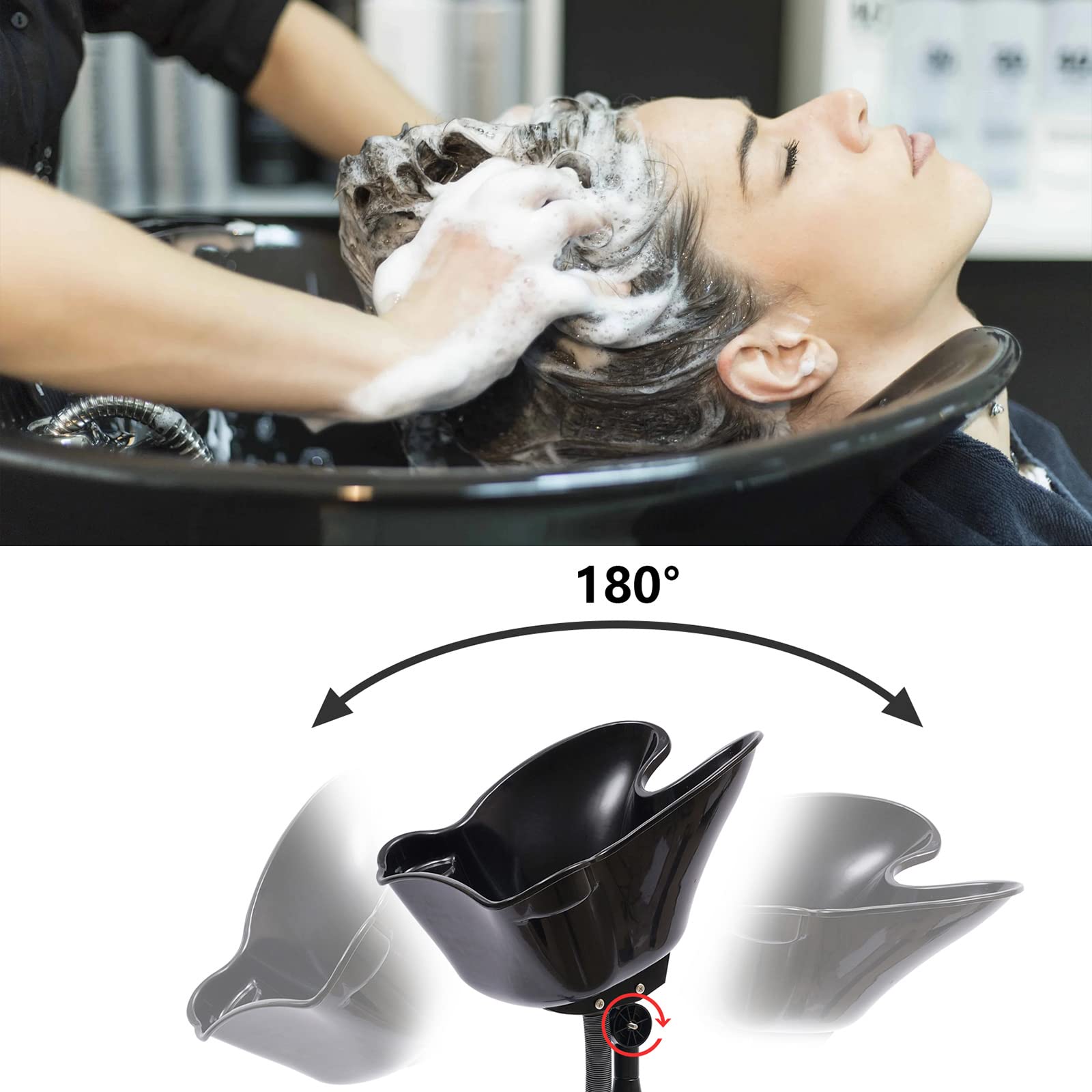 Portable Mobile Hair Salon Spa Shampoo Sink - Adjustable Height Backwash Basin for Hair Washing & Cutting at Home or Bed - Detachable Stand for Easy Storage - Perfect for Home Hair Care, Bedridden Patients & Mobile Stylists