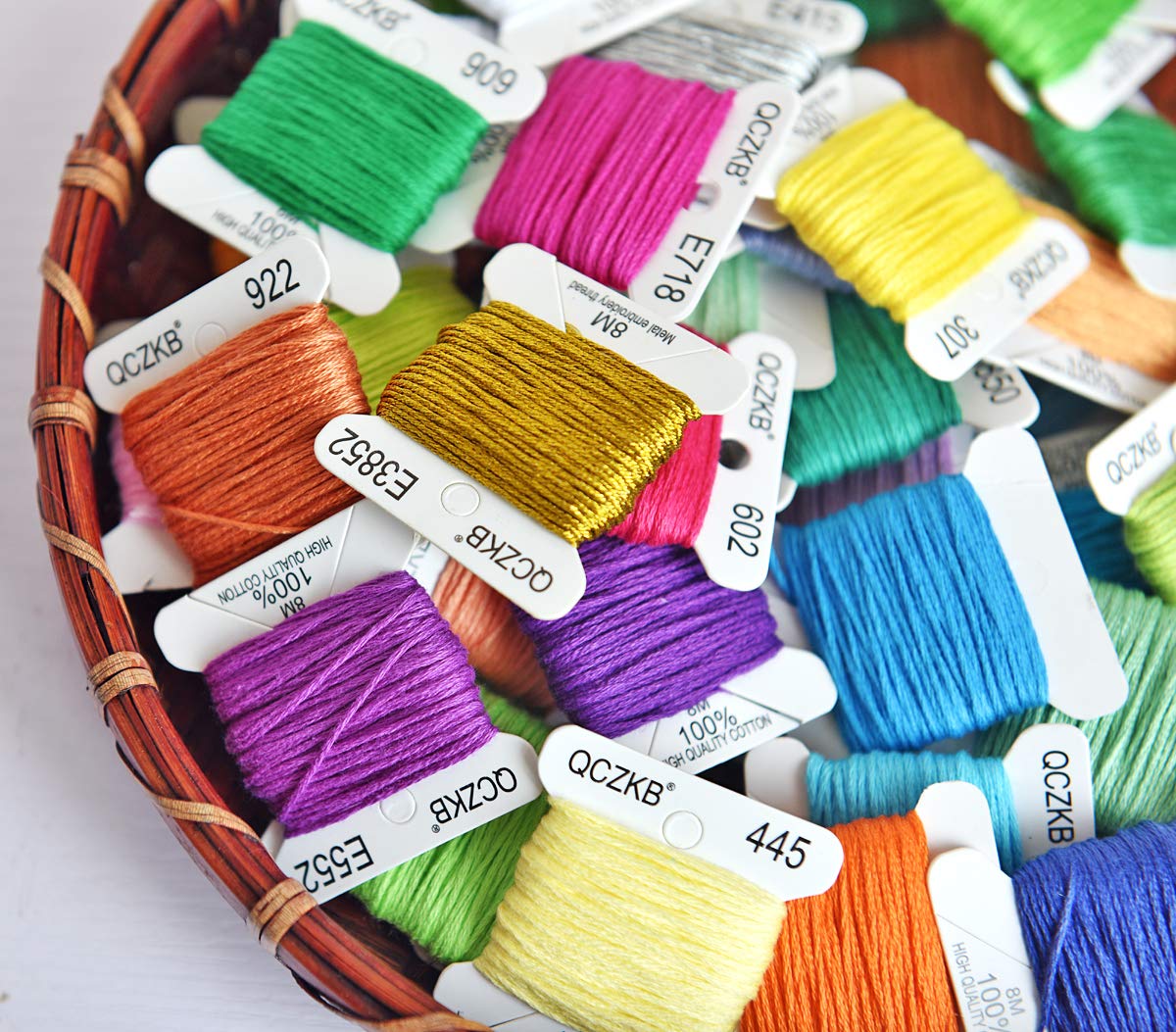 50-Piece Rainbow Embroidery Floss Set for Cross Stitch & Friendship Bracelets - Includes 8m Mercerized Thread & 2 Metallic Threads - Perfect for DIY Crafts, Needlework & Handmade Jewelry Making