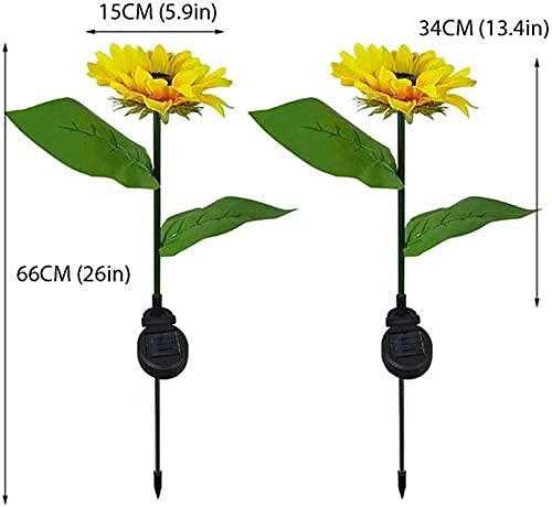 Solar Powered Sunflower Garden Lights Outdoor - Waterproof LED Solar Stake Lights for Yard, Patio, Fence & Lawn - Decorative Landscape Pathway Lighting (2 Pack) - Perfect for Nighttime Garden Decor & Security Lighting