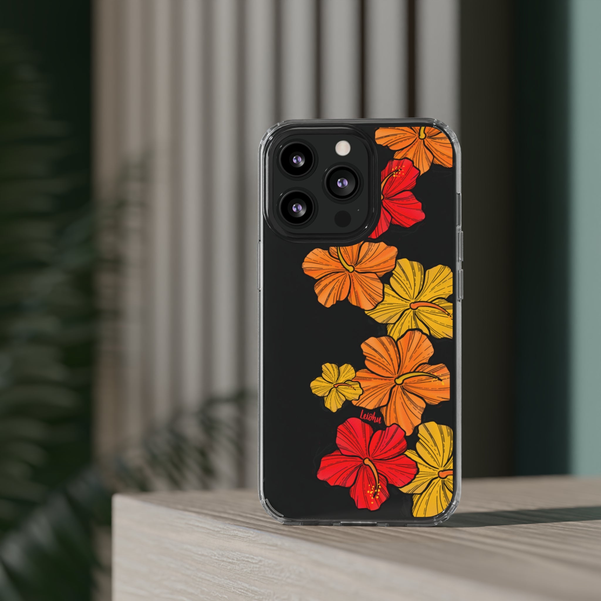 Hibiscus Retro Clear Phone Case - Durable Protective Cover for iPhone & Samsung - Floral Design for Stylish Protection | Perfect for Everyday Use, Travel & Gifting
