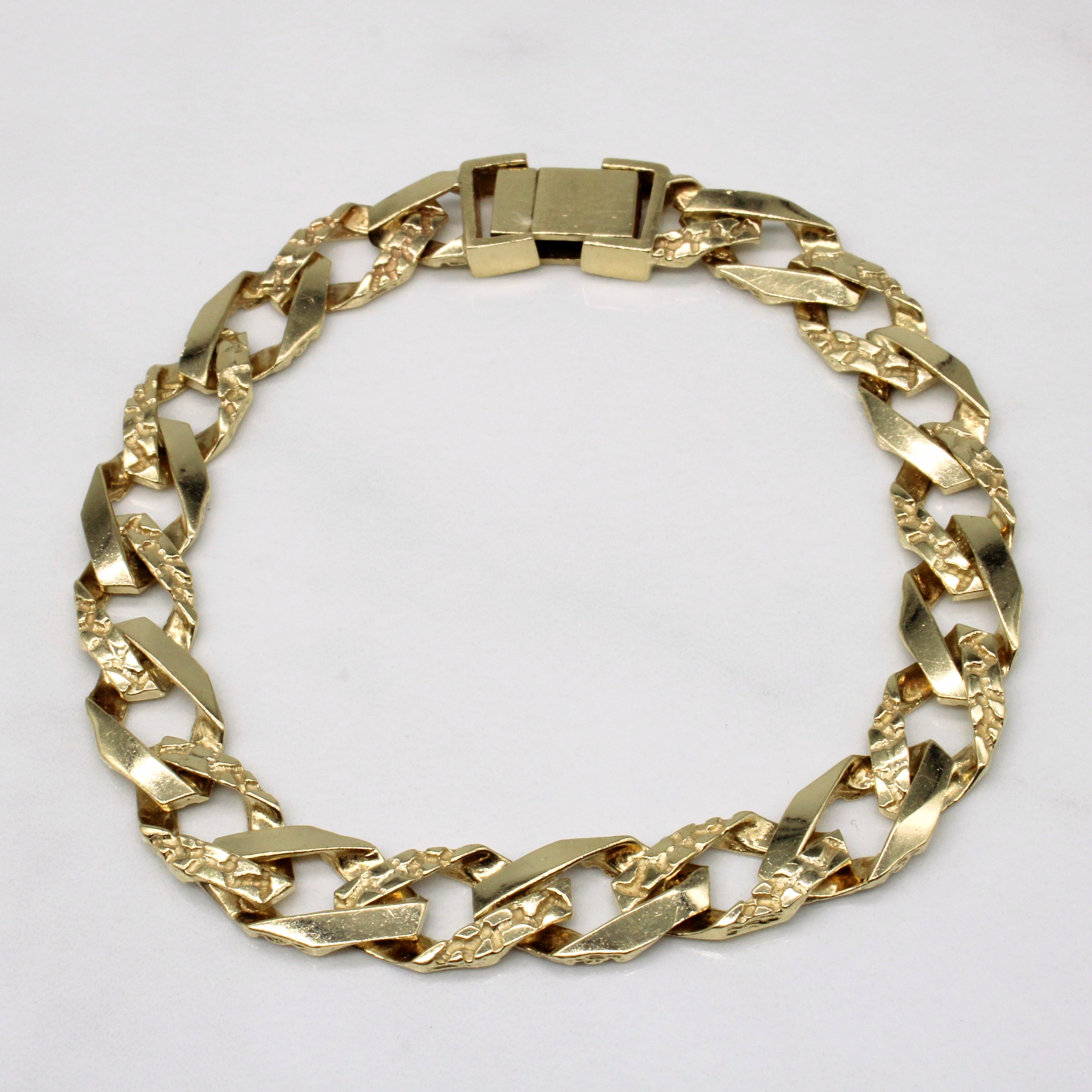 10K Yellow Gold Curb Link Bracelet for Women - 8.25 Inch Adjustable Chain Bracelet - Elegant Jewelry Gift for Birthday, Anniversary & Special Occasions