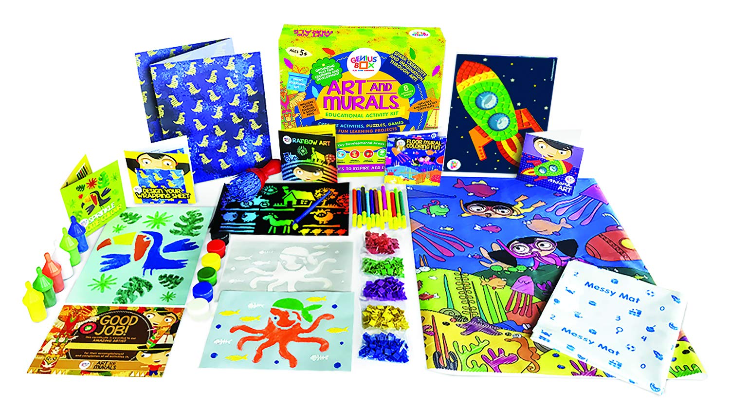 Genius Box Art and Murals Toddler Kit | 8-in-1 Creative DIY Activity Set | Educational Puzzle Games for Kids Ages 5+ | Fun Learning & STEM Toys | Perfect Gift for Birthdays & Classrooms | Inspire Creativity for Home, School & Playtime
