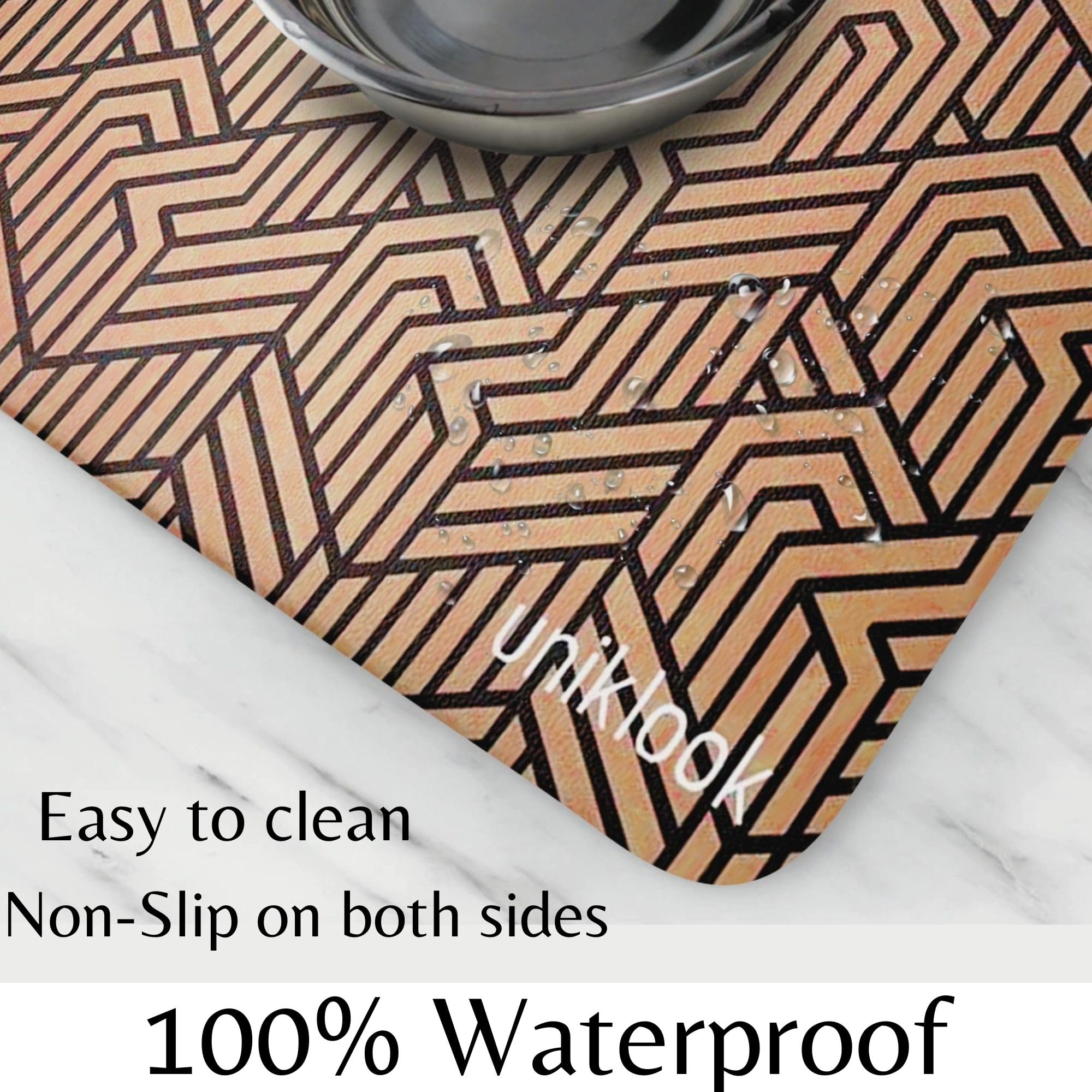 Non-Slip Waterproof Dog Food Mat - Durable Pet Feeding Mat for Bowls, Food & Water - Easy Clean Dog Bowl Mat for Indoor & Outdoor Use - Perfect for Messy Eaters & Spill Prevention - UnikLook