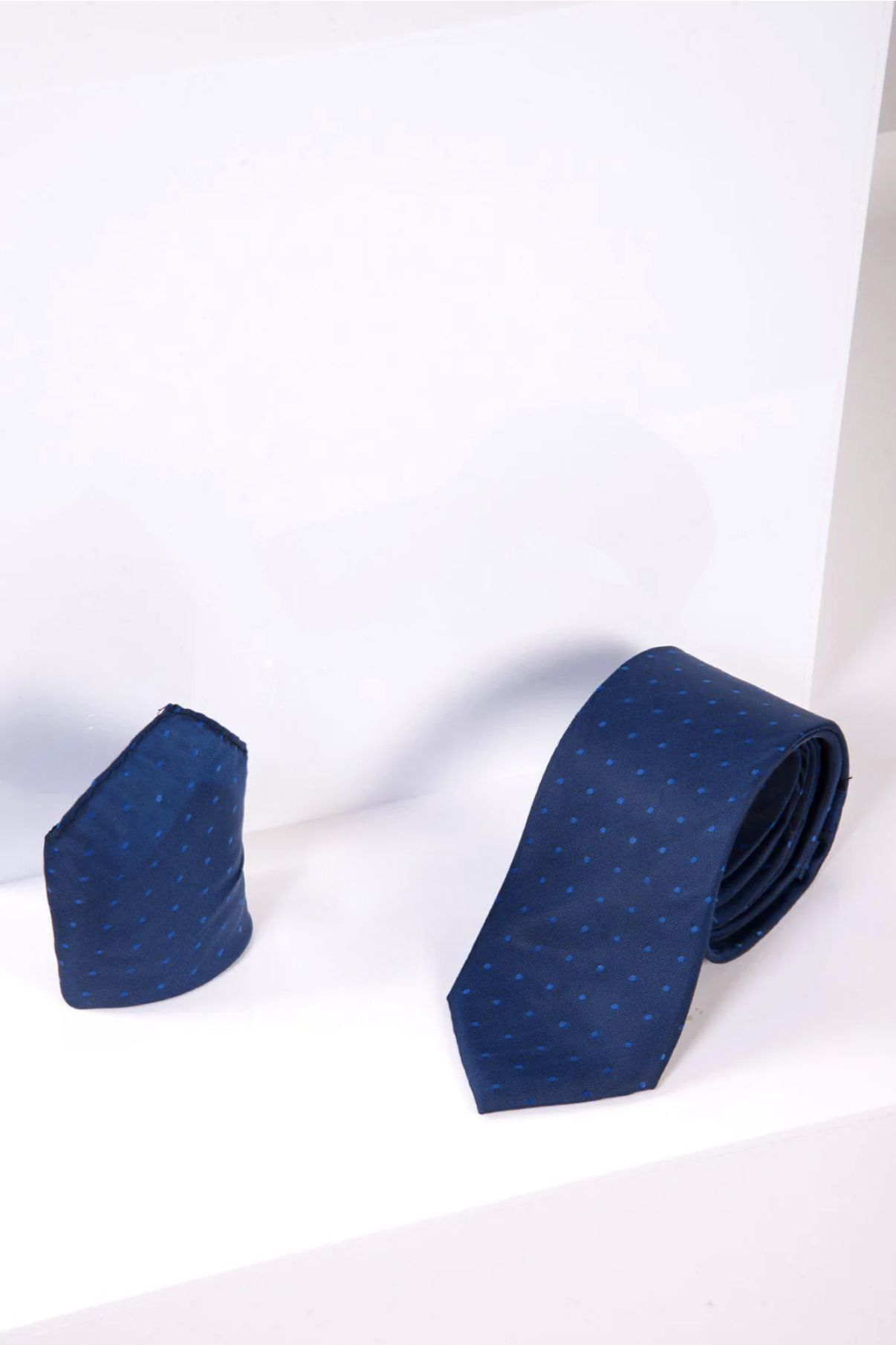 Blue Polka Dot Tie and Pocket Square Set for Men - Stylish Formal Accessories for Weddings, Business Meetings & Special Occasions