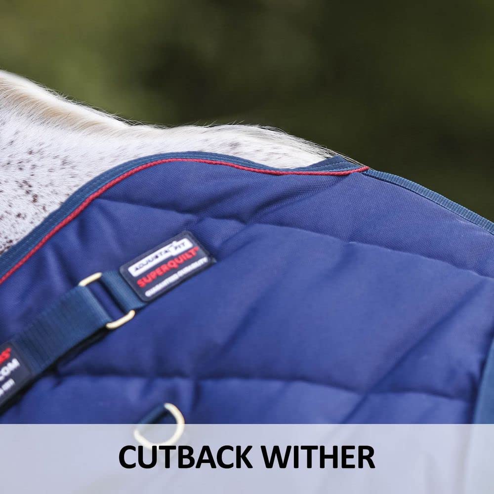 Adjusta-Fit SuperQuilt Heavyweight Stable Horse Blanket - Waterproof Winter Horse Blanket with Cutback Bellyband | Navy Blue Size 78 | Perfect for Cold Weather Stabling & Outdoor Riding
