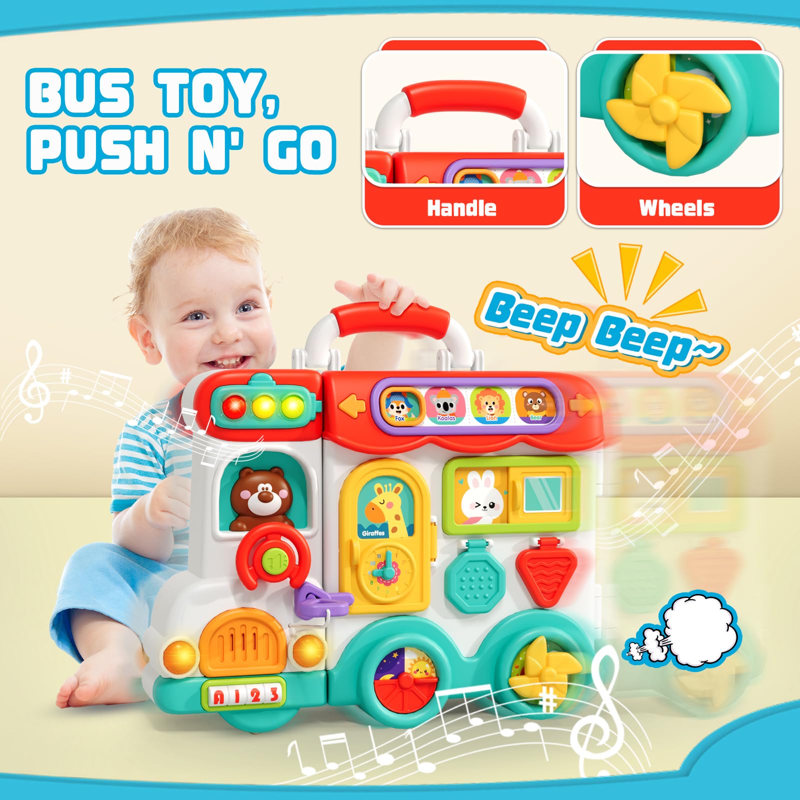 ORANGE OCEAN 54-in-1 Bilingual Montessori Busy Board - English & Spanish Learning Toy for Toddlers Age 1-3 | Educational Sensory Activity Board for 1 2 3 Year Old Boys & Girls | Perfect Birthday Gift & Travel Toy for Preschool Learning at Home or On-the-Go