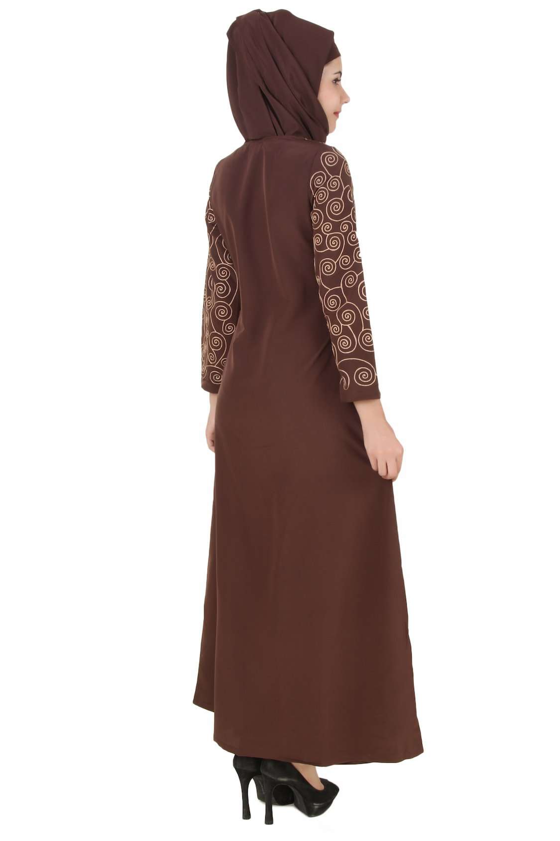 Farasha Brown Kashibo Abaya - Elegant Islamic Prayer Dress for Women, Modest Long Sleeve Maxi Dress - Perfect for Mosque, Eid, Ramadan & Special Occasions