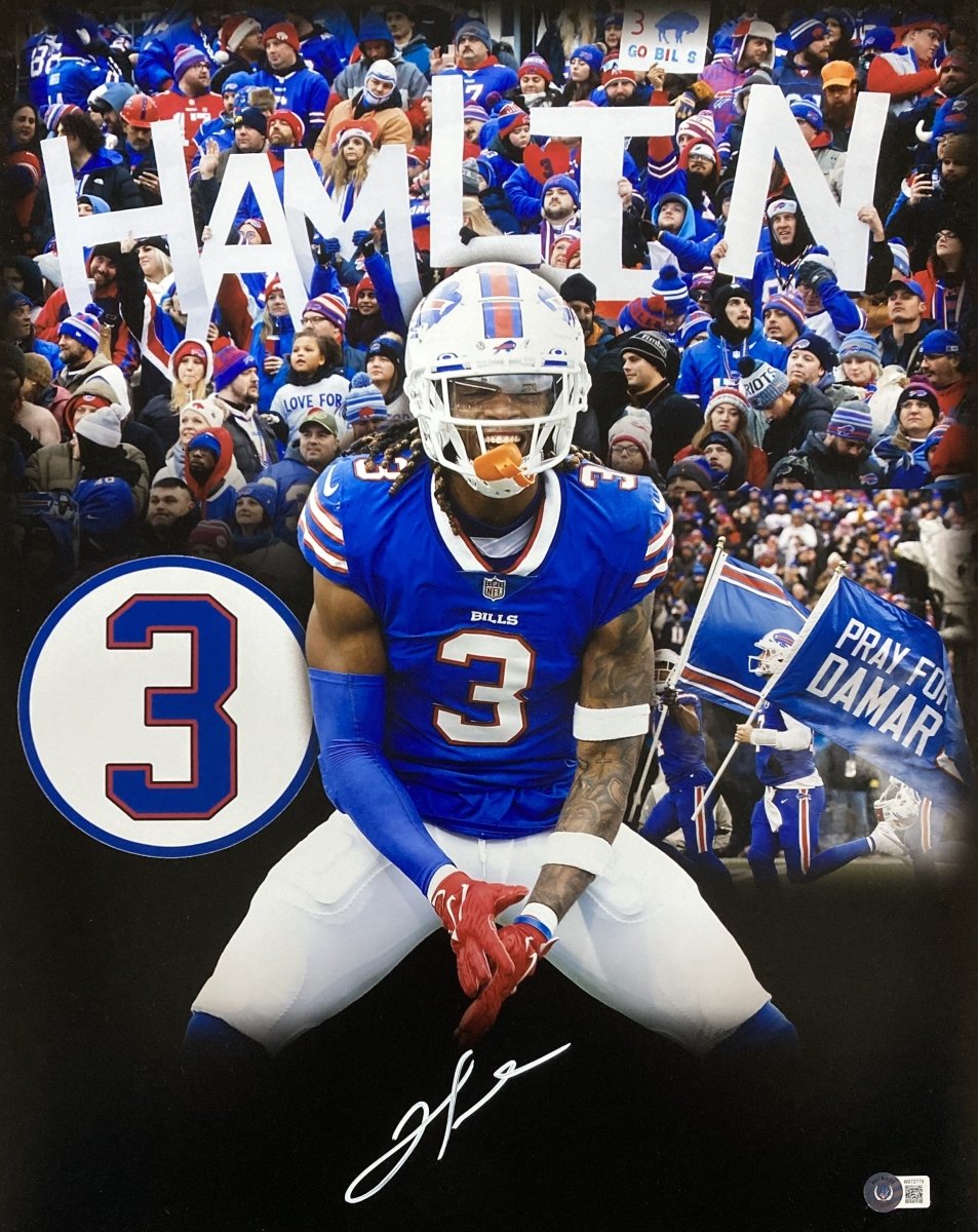Damar Hamlin Autographed 16x20 Buffalo Bills Photo - Limited Edition NFL Memorabilia for Collectors & Fans - Perfect for Man Cave, Sports Room Decor, or Gift for Football Enthusiasts