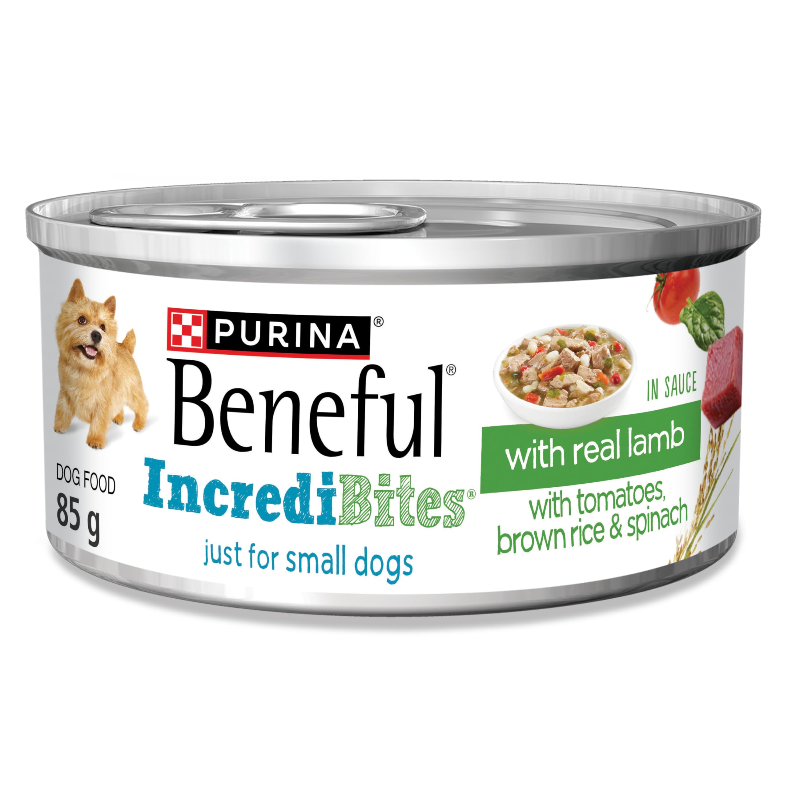 Beneful Incredibites Wet Dog Food for Small Dogs - Real Lamb in Sauce, 85g Can (24 Pack) | High Protein, Grain-Free Puppy Food for Training & Treats | Perfect for Picky Eaters & Sensitive Stomachs