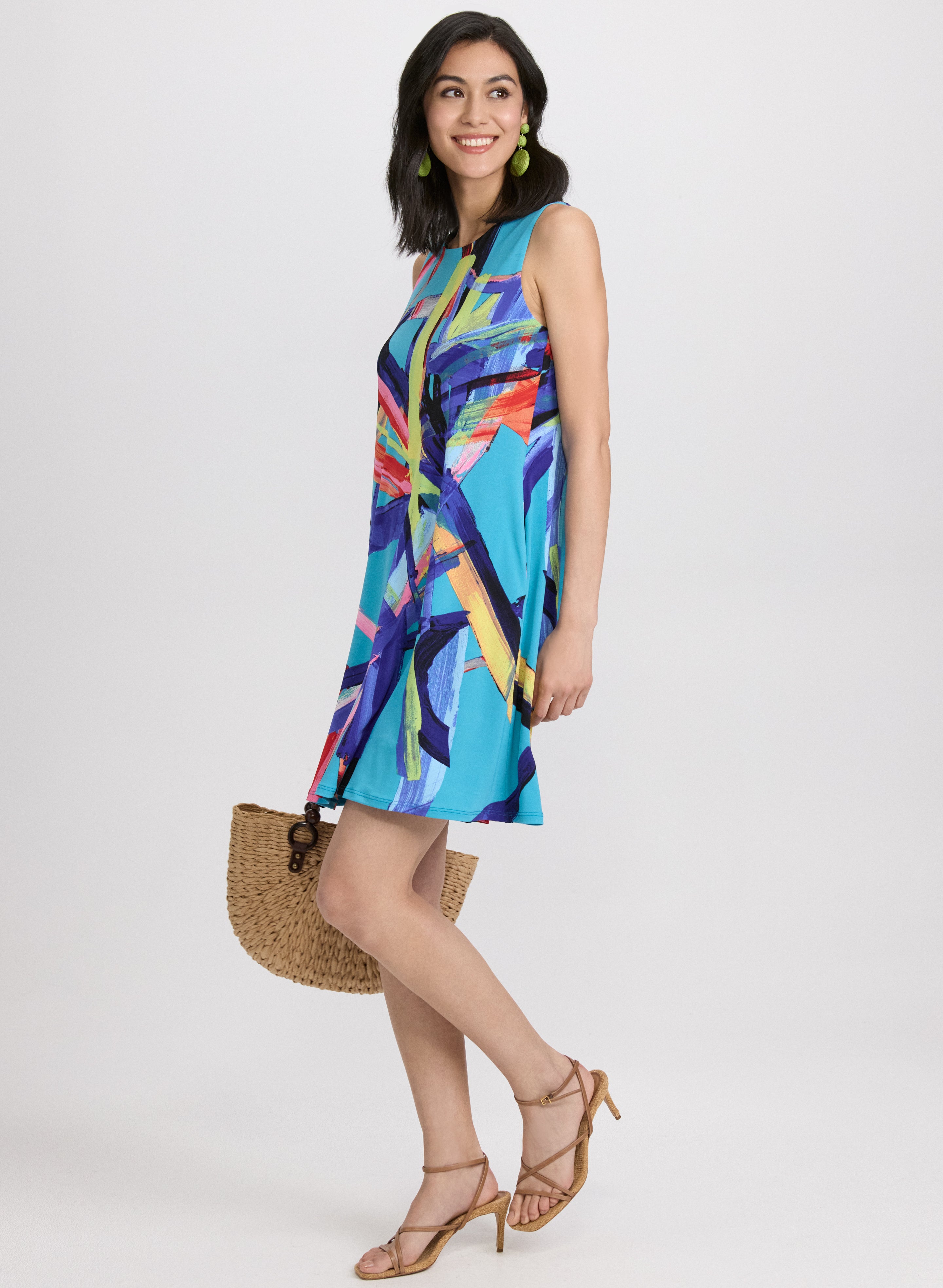 Abstract A-Line Dress for Women - Elegant Flowy Midi Dress for Casual, Office & Party Wear | Perfect for Summer, Weddings & Special Occasions