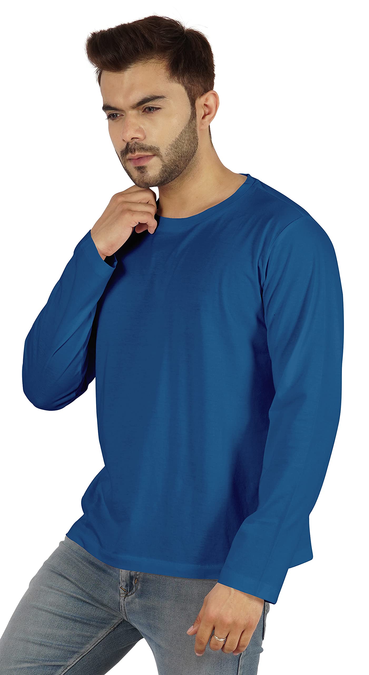 Inkmeso Men's Long Sleeve Cotton T-Shirt - Lightweight Basic Solid Color Casual Shirt for Everyday Wear, Work & Outdoor Activities