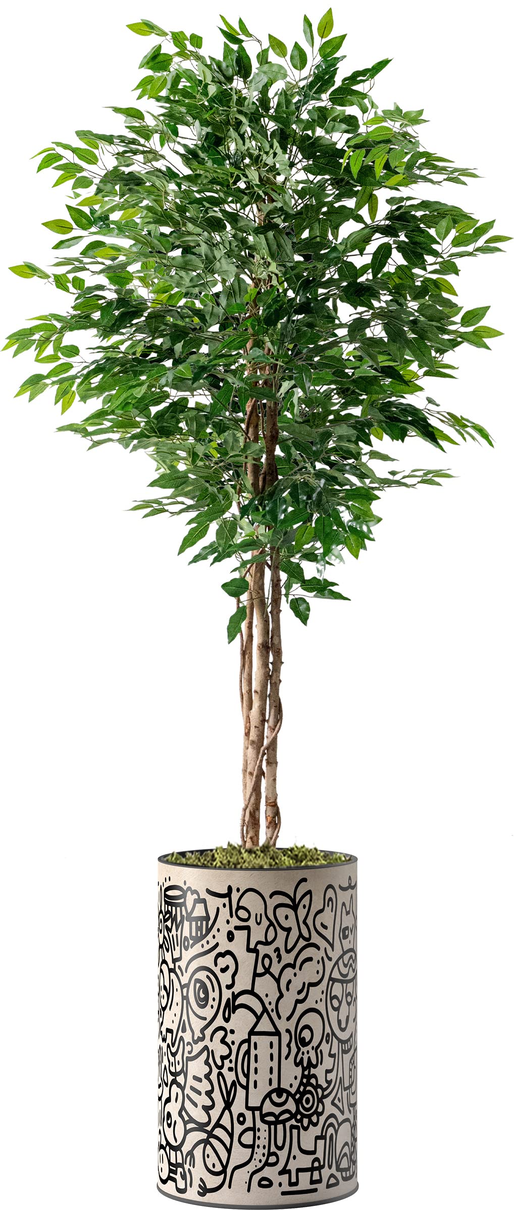 Modern Artificial Ficus Tree in Geometric Planter - 66
