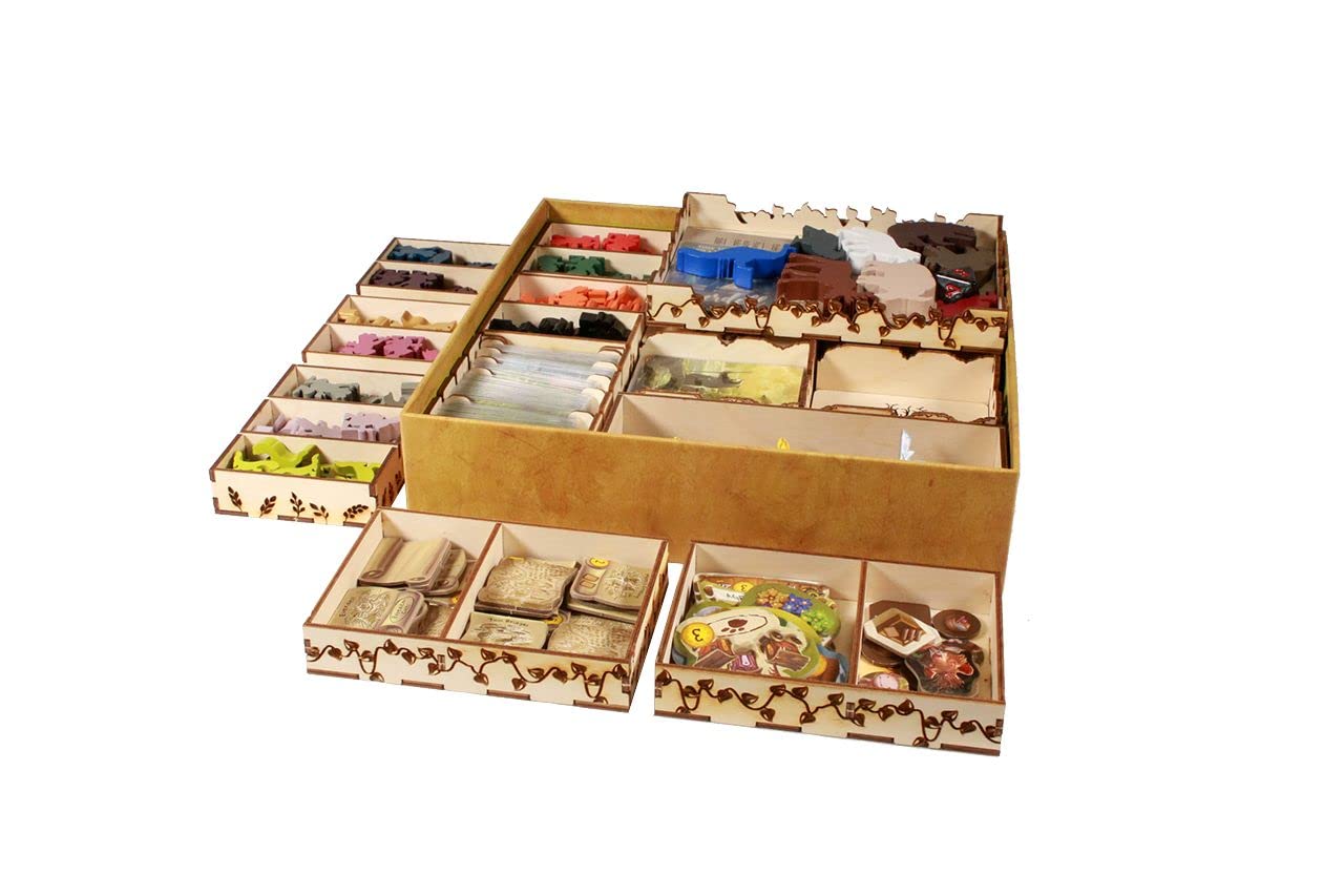 Everdell Board Game Organizer - Wooden Storage Box with Adjustable Trays for Tokens, Coins & Cards | Compatible with The Broken Token | Perfect for Game Night Organization & Component Protection