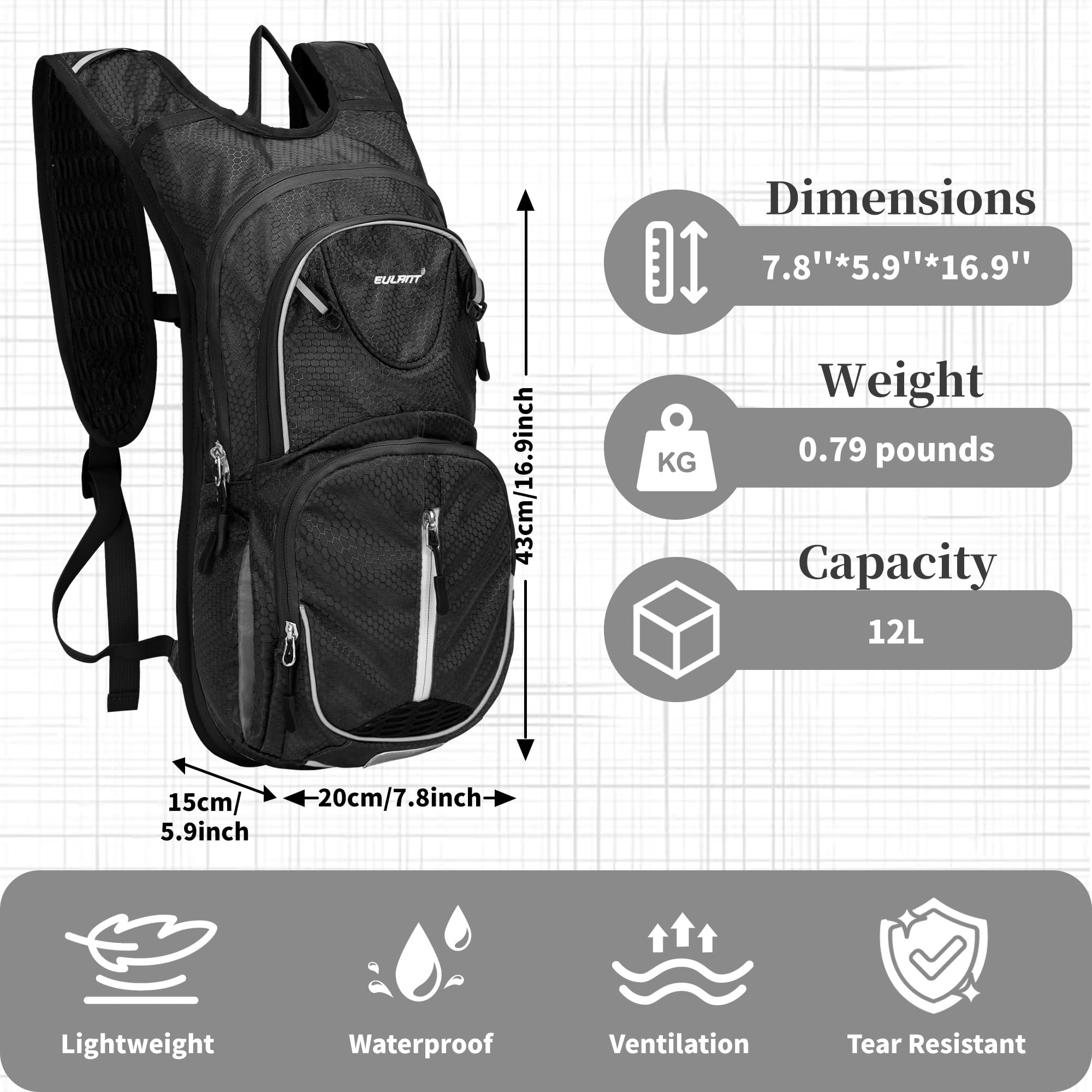 EULANT Waterproof Running Backpack - Lightweight Hiking Cycling Pack for Men & Women - Perfect for Outdoor Sports & Travel