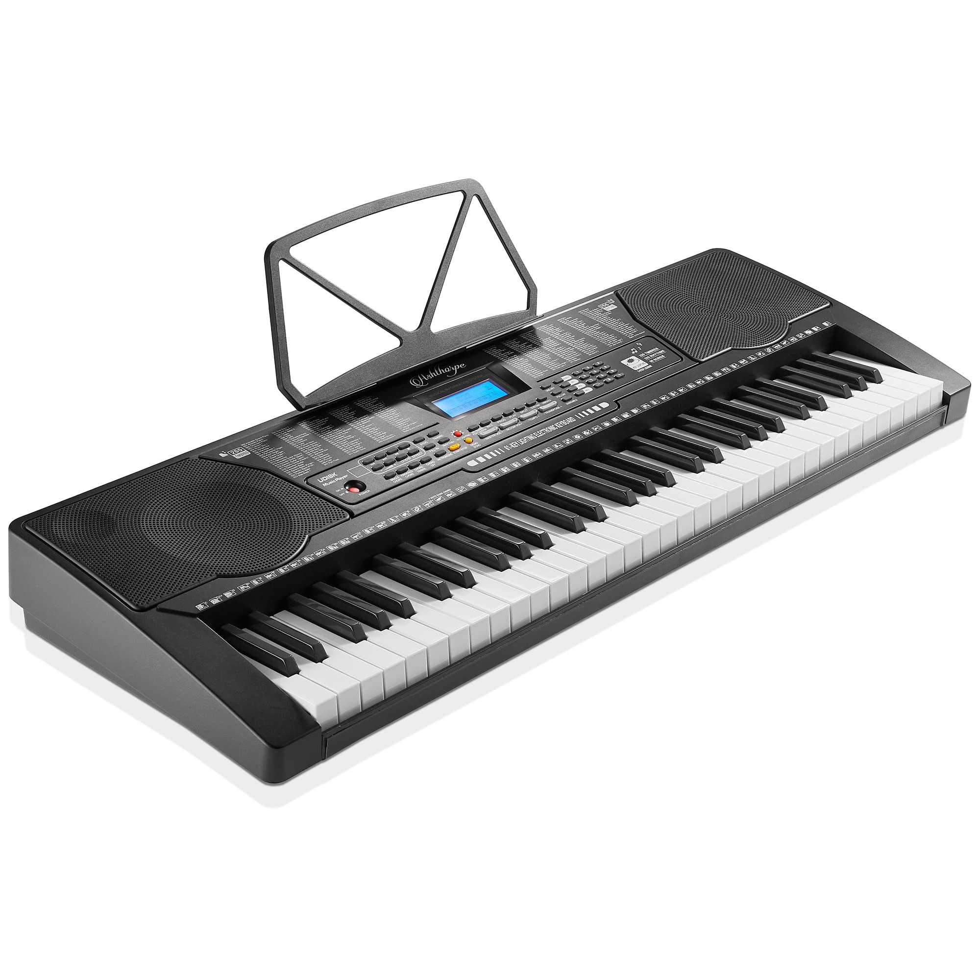 Ashthorpe 61-Key Digital Piano with Light-Up Keys - Full Beginner Keyboard Kit with Stand, Stool, Headphones & Microphone - Perfect for Home Learning, Music Practice & Gift Giving