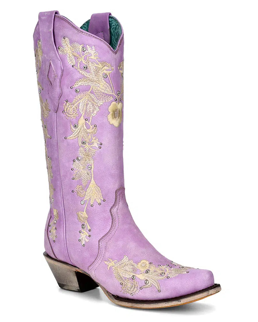 A4241 Women's Pink Western Cowgirl Leather Boots - Stylish & Comfortable for Rodeo, Country Dance & Cowgirl Fashion