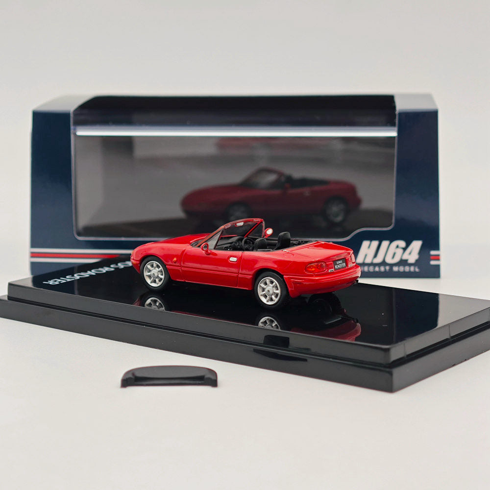 1/64 Scale Mazda Eunos Roadster NA6CE Diecast Model Car with Tonneau Cover - Red Limited Edition HJ642025AR - Collectible Toy for Car Enthusiasts | Perfect for Display, Gifts, and Model Car Collections