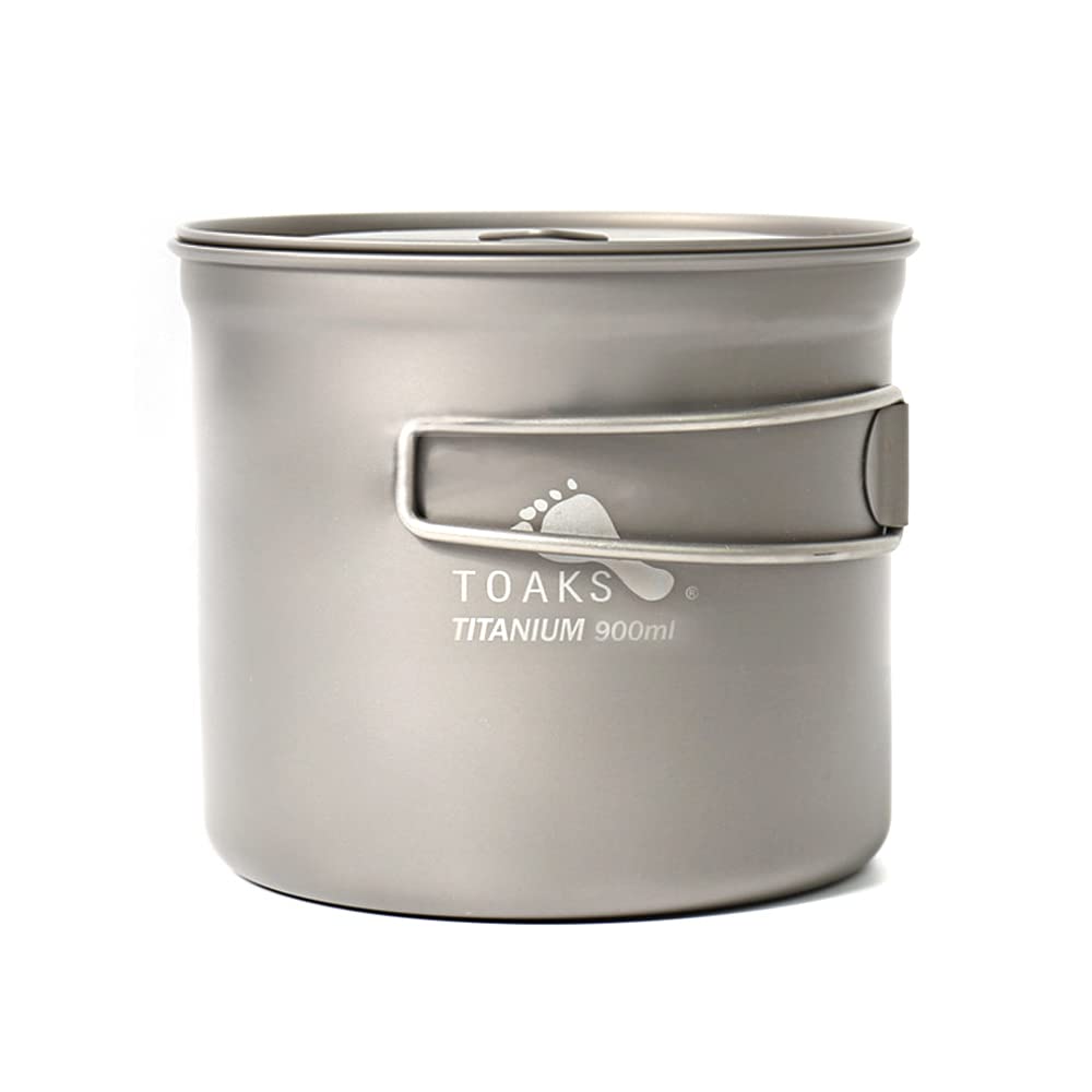 TOAKS Titanium 900ml Pot with 115mm Diameter - Ultralight Titanium Camping Cookware for Backpacking, Hiking & Outdoor Adventures - Compact Cooking Pot for Camping, Backpacking & Survival Gear