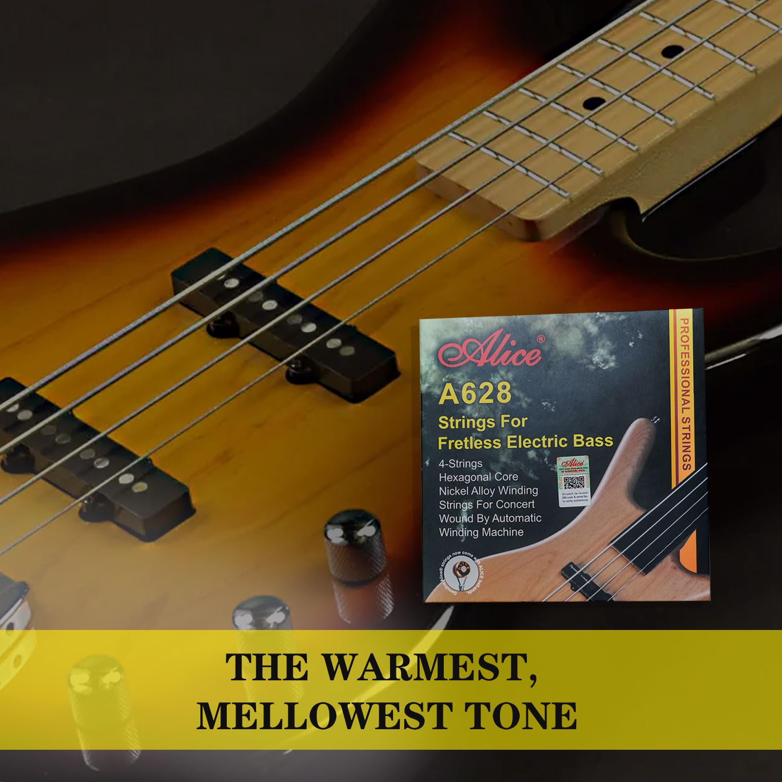 Flatwound Bass Guitar Strings - Coated Hexagonal High Carbon Steel Core for 4-String Bass (45-100 Gauge) | Durable & Smooth Playability for Jazz, Blues & Studio Recording