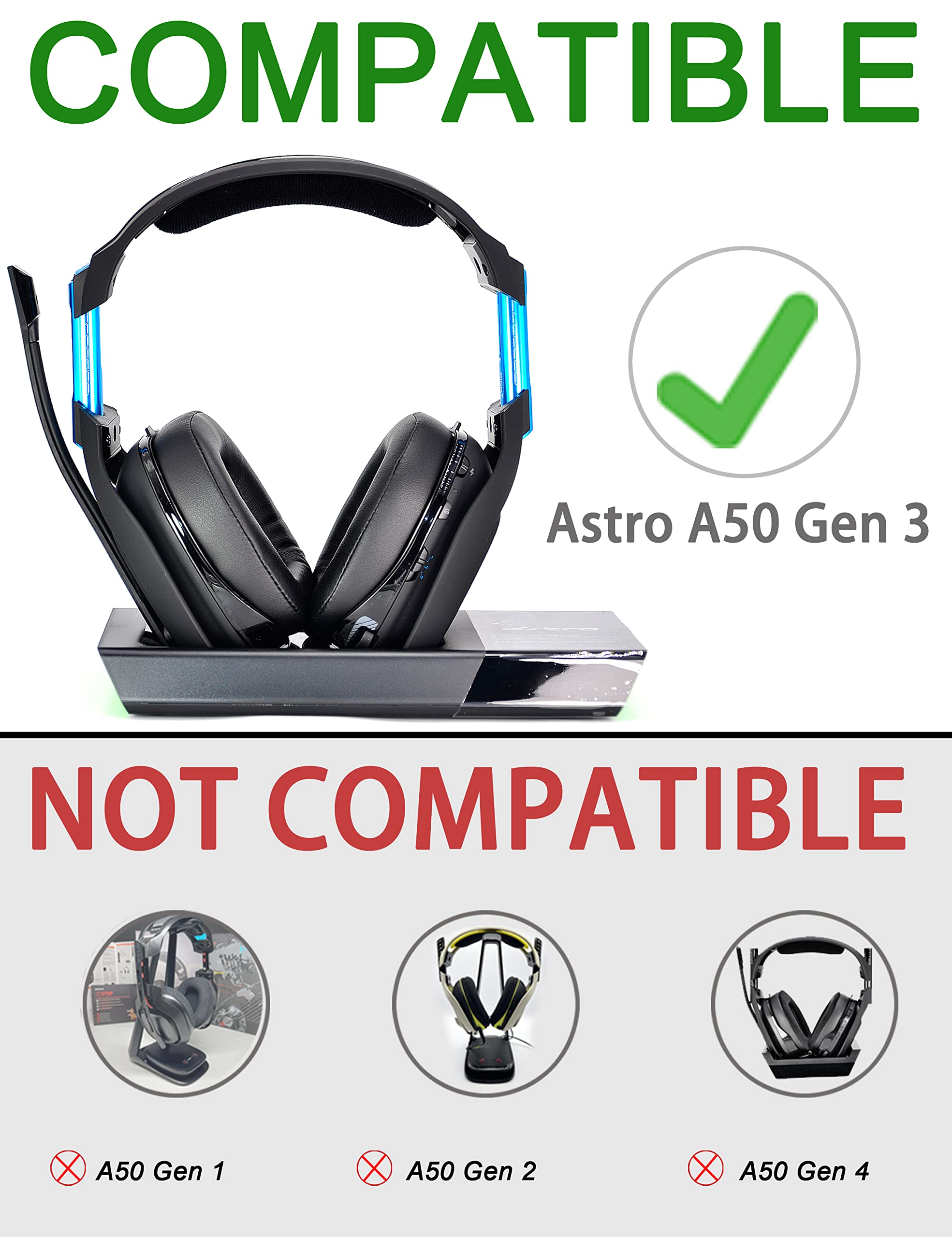Defean Replacement Earpads & Headband for Astro A50 Gen 3 Headset - High-Density Noise Cancelling Foam Ear Cushions with Added Thickness (Black Breathable Fabric) - Perfect for Gaming, Streaming & Long Wear Comfort