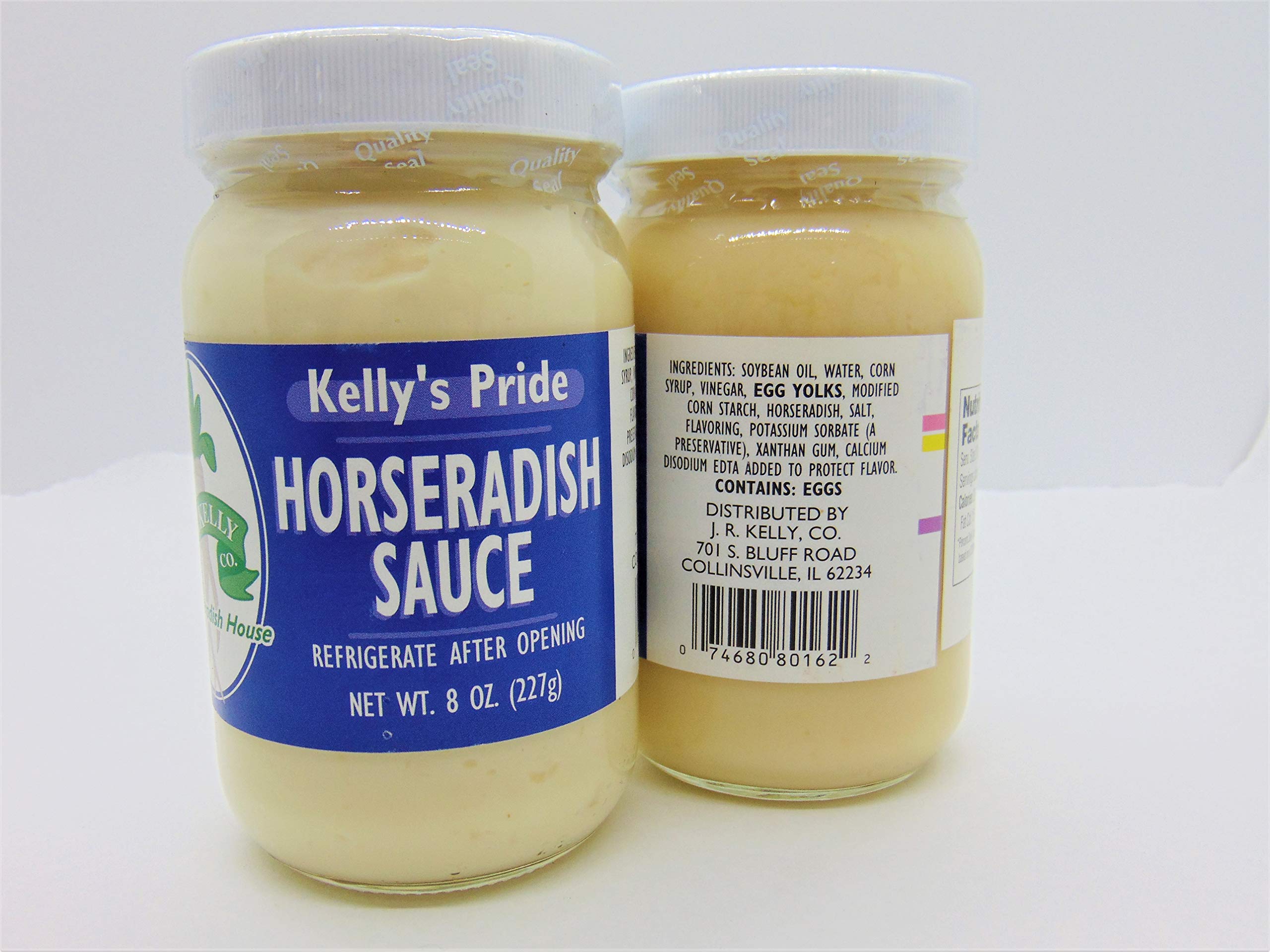 Kelly's Pride 2 Pack Horseradish Sauce - 8 Ounce Jars - 100% Fresh Grated Horseradish Root - Gluten Free & Vegan - Perfect for Sandwiches, Roast Beef & Seafood Dips