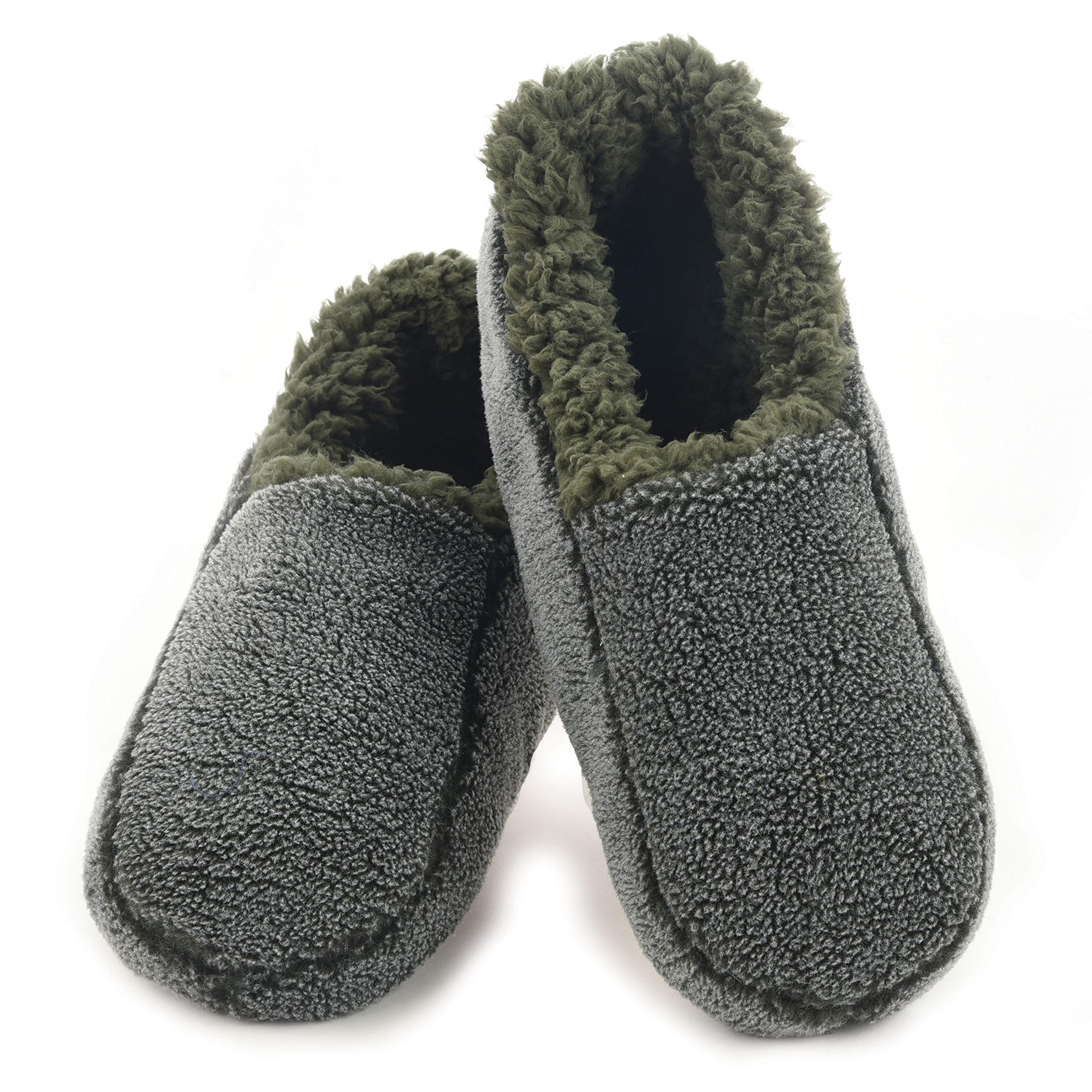 Snoozies Men's Two-Tone Fleece Lined Slippers - Ultra Soft & Comfortable House Shoes for Men - Cozy Indoor/Outdoor Winter Slippers for Home, Office & Relaxation
