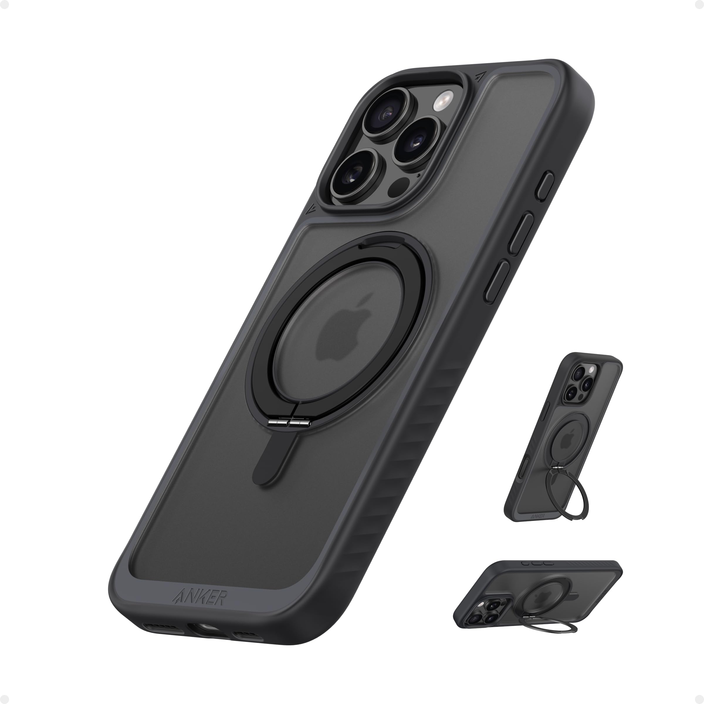 Anker Ultra Magnetic iPhone 16 Pro Max Case with 360° Ring Stand - Military-Grade Shockproof & MagSafe Compatible - Perfect for Workouts, Travel & Everyday Protection (Black)