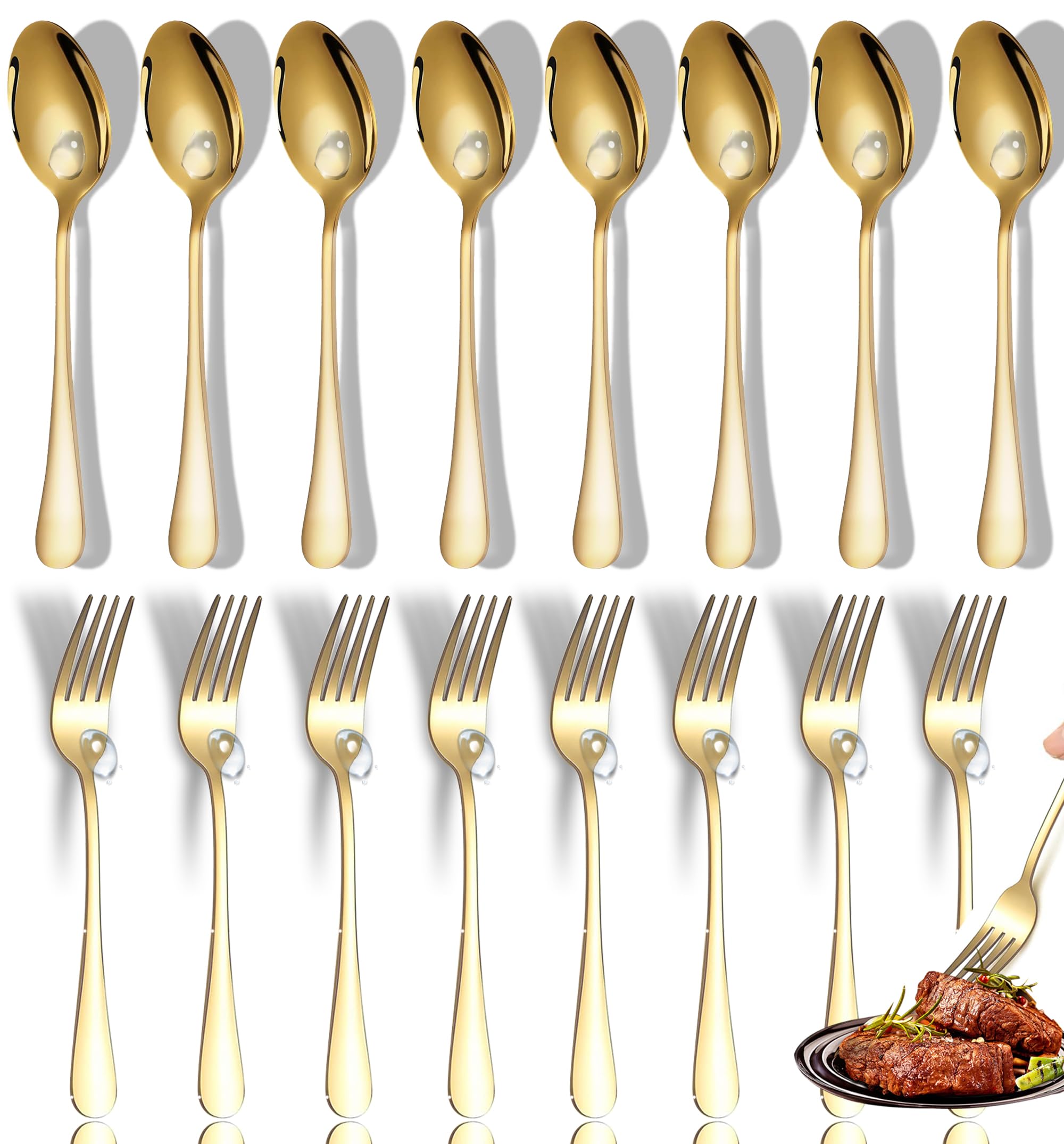 Premium 16-Piece Gold Stainless Steel Cutlery Set - 8