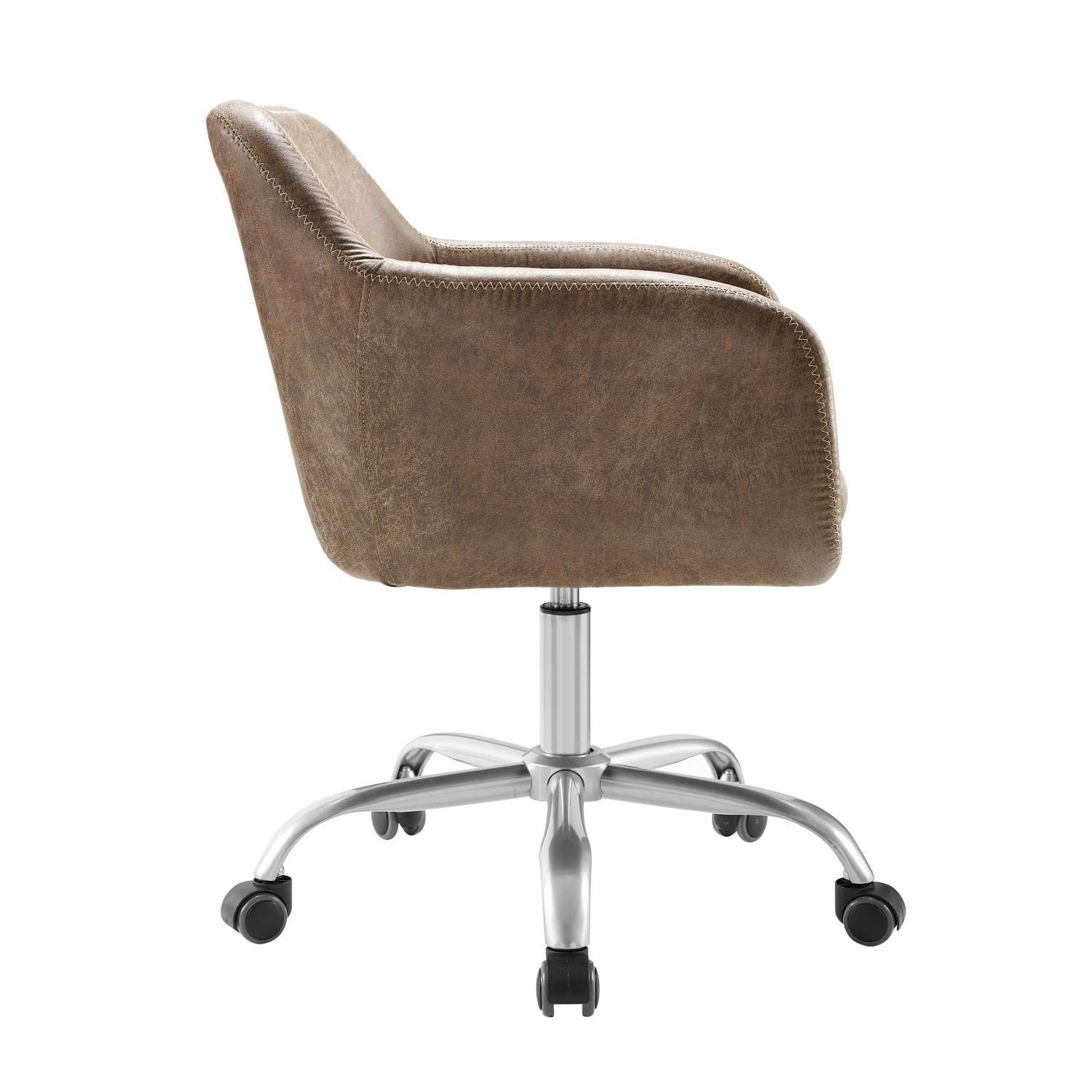 Linon Rylen Ergonomic Office Chair with Adjustable Height & Lumbar Support - Silver Mesh Back Computer Desk Chair for Home & Office Workspace