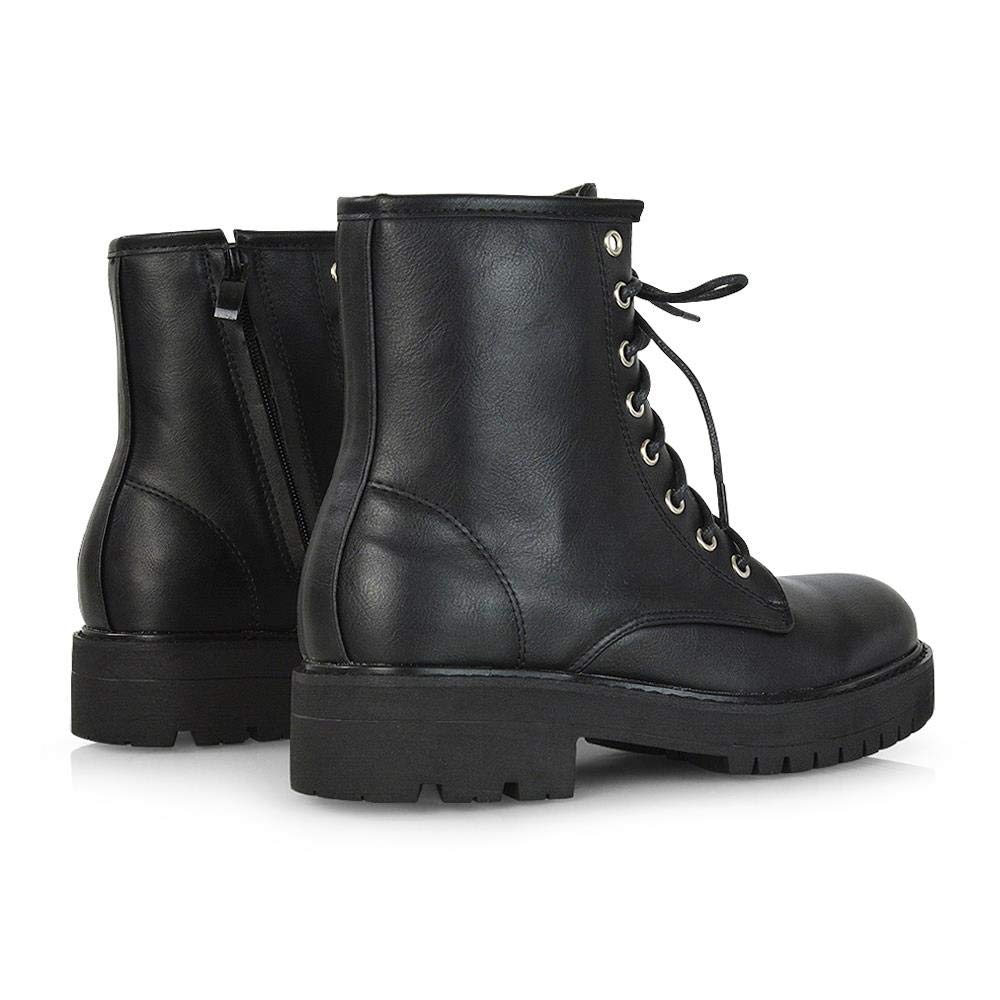 Women's Chunky Platform Ankle Boots - Lace Up & Zip Gothic Biker Booties for Ladies | Perfect for Motorcycle Riding, Night Out & Edgy Fashion