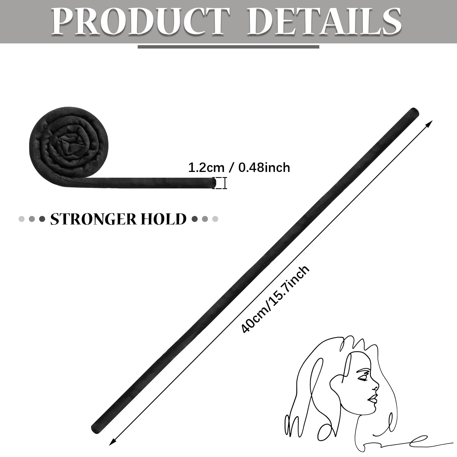 6 Pack Iron Wire Embedded Hair Ties - Spiral Lock Hair Bands for Women & Men - Bendable Dreadlocks Holders for Thick Curly Hair (Black) - Perfect for Gym, Yoga, Workout and Daily Styling