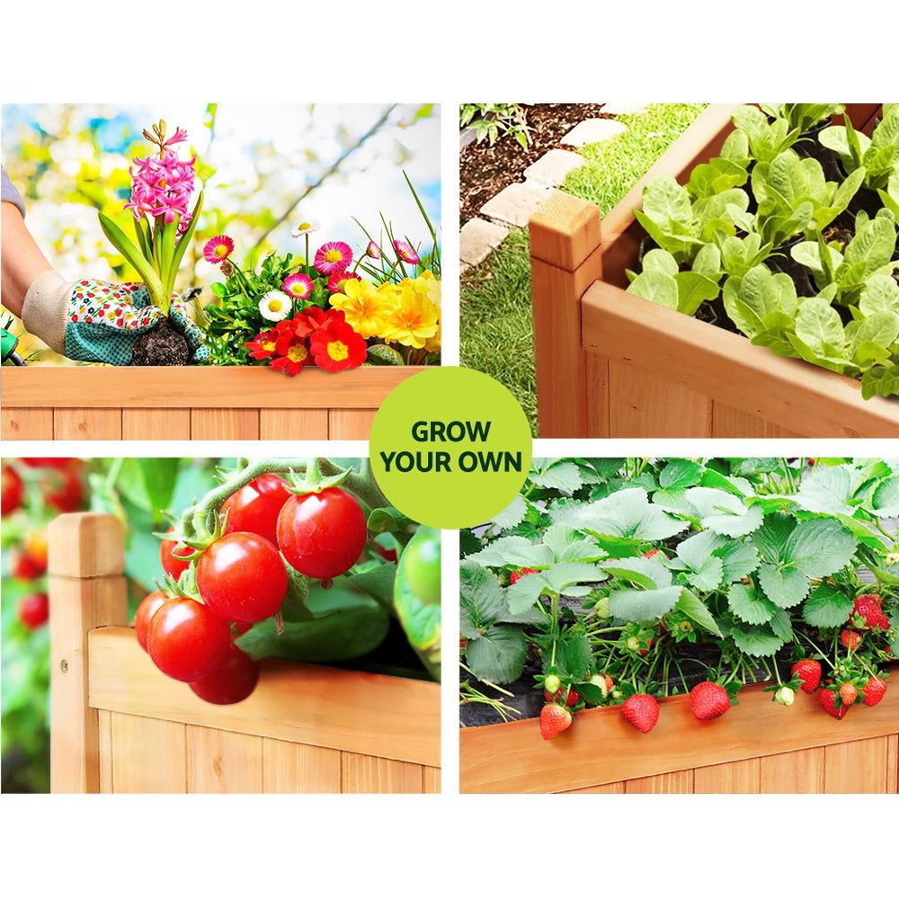 Greenfingers 90x30x33cm Wooden Raised Garden Bed Planter Box for Vegetables, Herbs & Flowers - Durable Outdoor Gardening Container for Patio, Backyard & Balcony